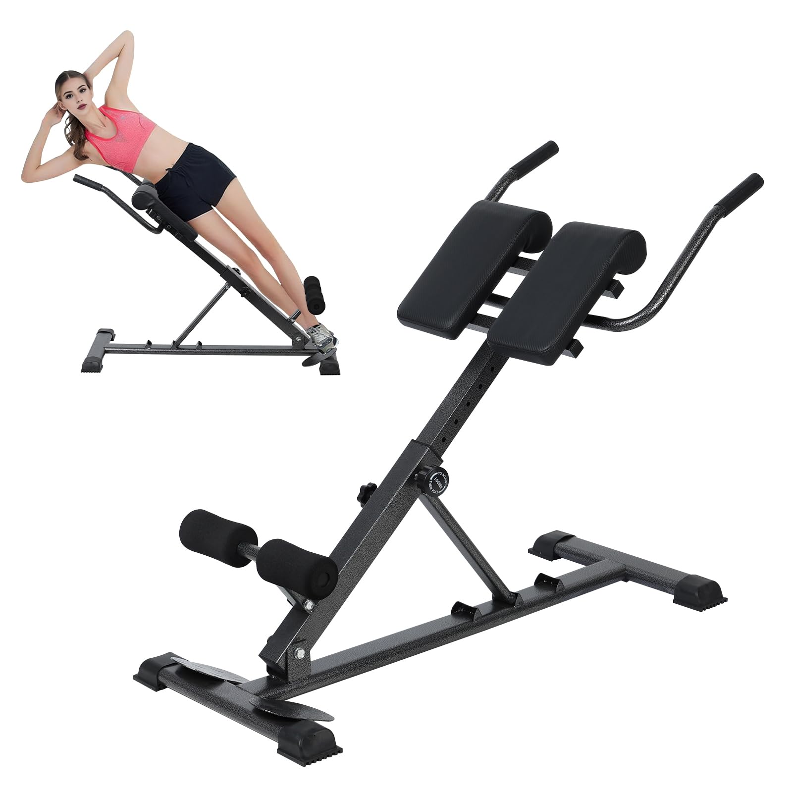 Hyperextension Roman Chair - Adjustable Ab & Back Workout Bench for Home Gym - Core, Waist & Glutes Training - Perfect for Sit-Ups, Back Extensions & Strength Exercises - Ideal for Men & Women