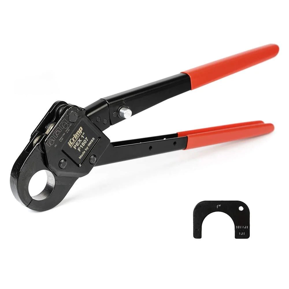 Professional 1 Inch Angled Head PEX Pipe Crimping Tool - F1807 Standard Compliant for Copper PEX Crimp Rings | Perfect for Plumbing, HVAC, and Water Supply Installations