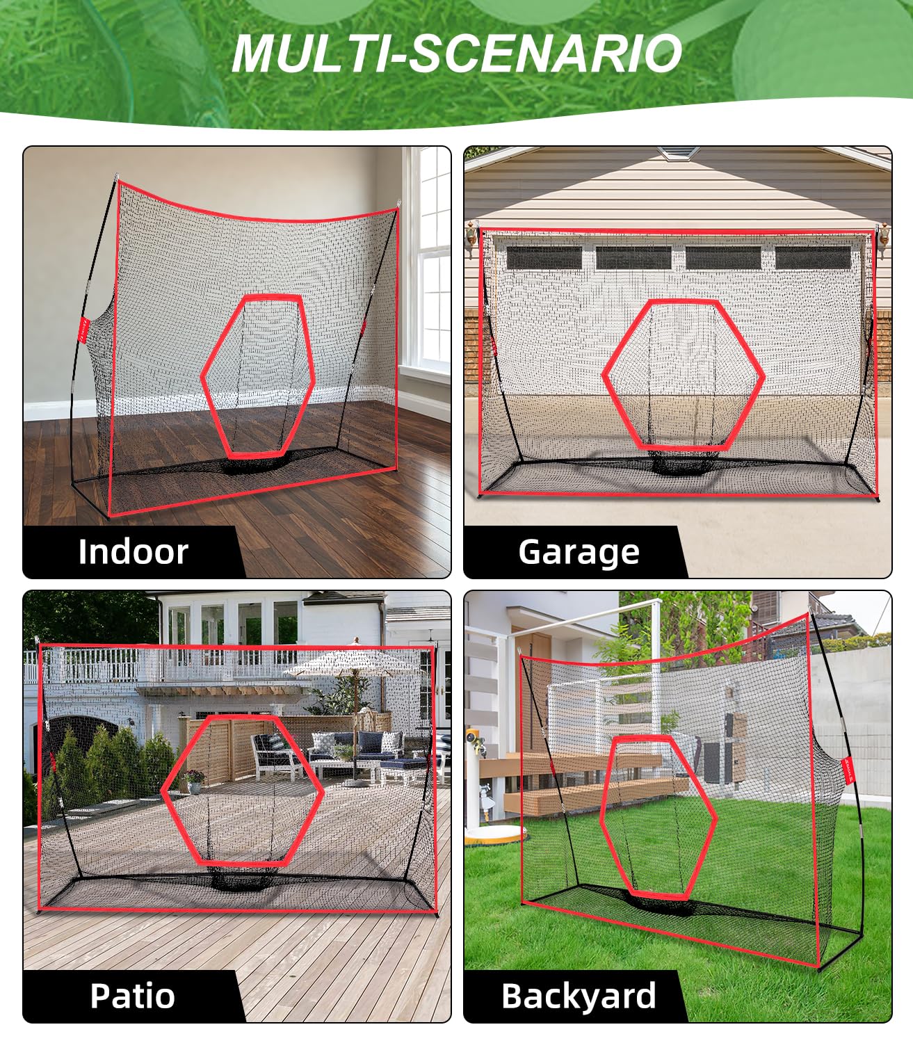 BAGAIL 10x7ft Heavy Duty Golf Practice Net with Tri-Turf Mat & Carry Bag - Portable Golf Training Aid for Driving, Chipping & Hitting - Perfect for Backyard, Outdoor & Indoor Use (G9 Max)