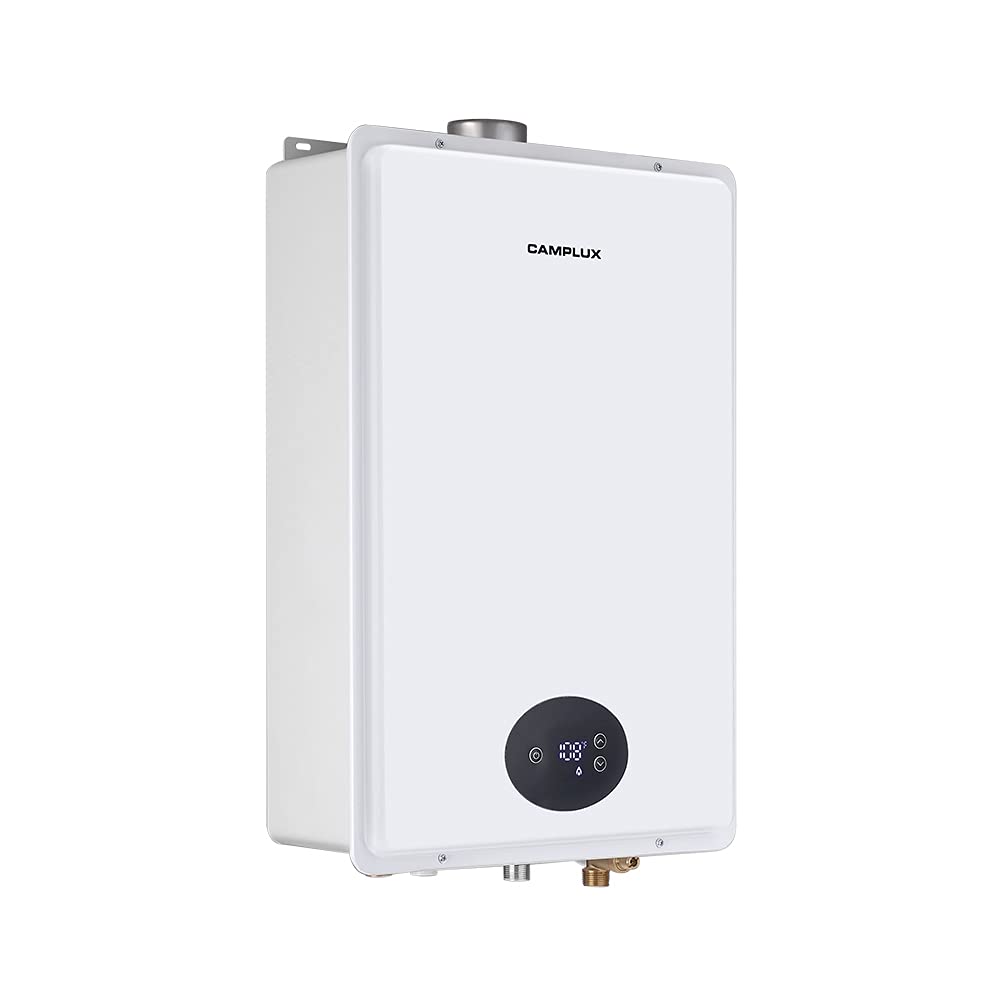 Camplux 6.86 GPM Natural Gas Tankless Water Heater for Whole House - Indoor On-Demand Hot Water System - White (Perfect for Homes, Apartments & RV Living)