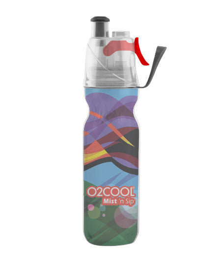 O2COOL ArcticSqueeze® Insulated Mist 'N Sip Wave 20oz Water Bottle - Limited Edition Stainless Steel Double Wall Vacuum Flask for Hydration On The Go, Gym, Hiking & Outdoor Activities