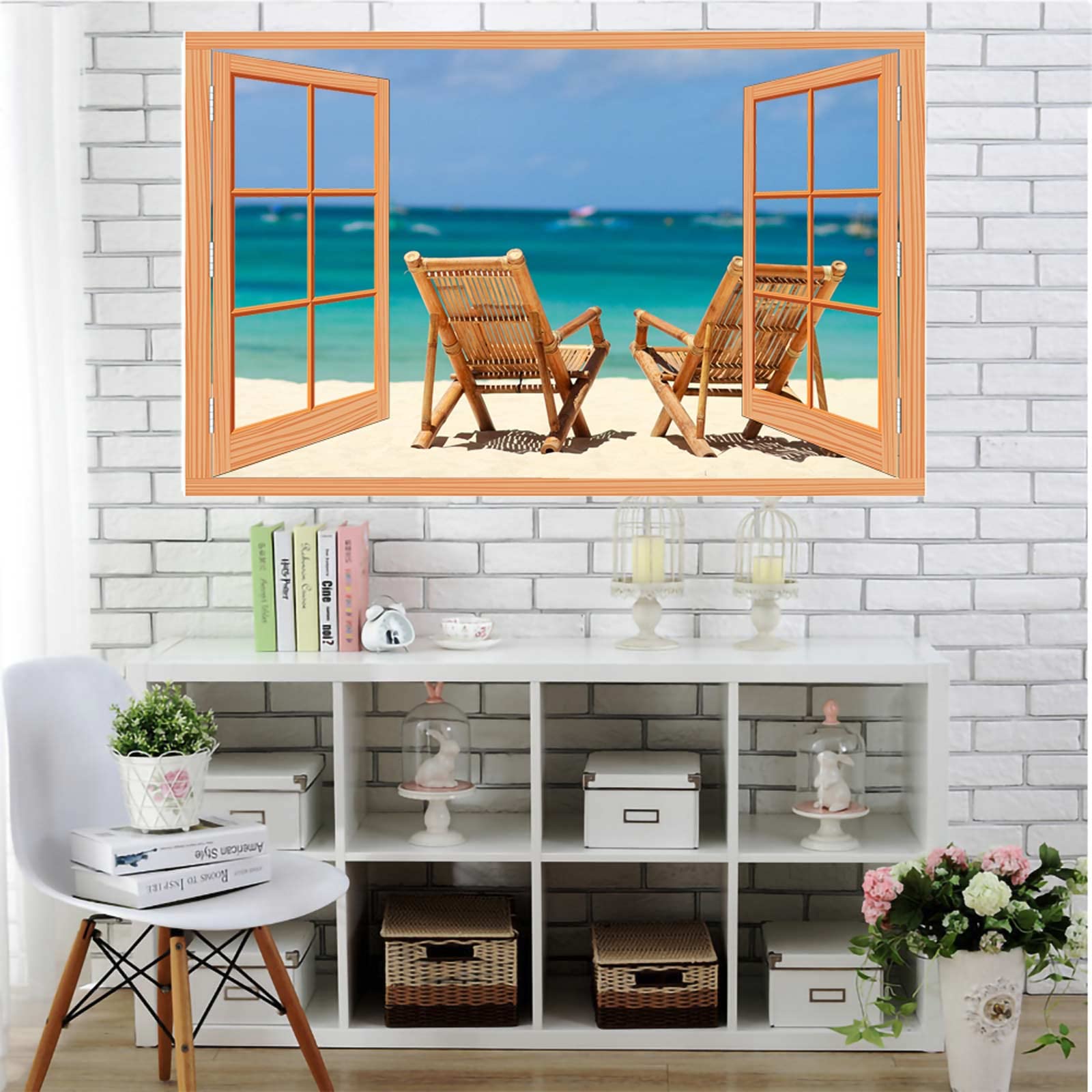 Self-Adhesive Wallpaper - Large Tropical Beach Mural with Two Chairs on White Sand (Boracay, Philippines) - 24