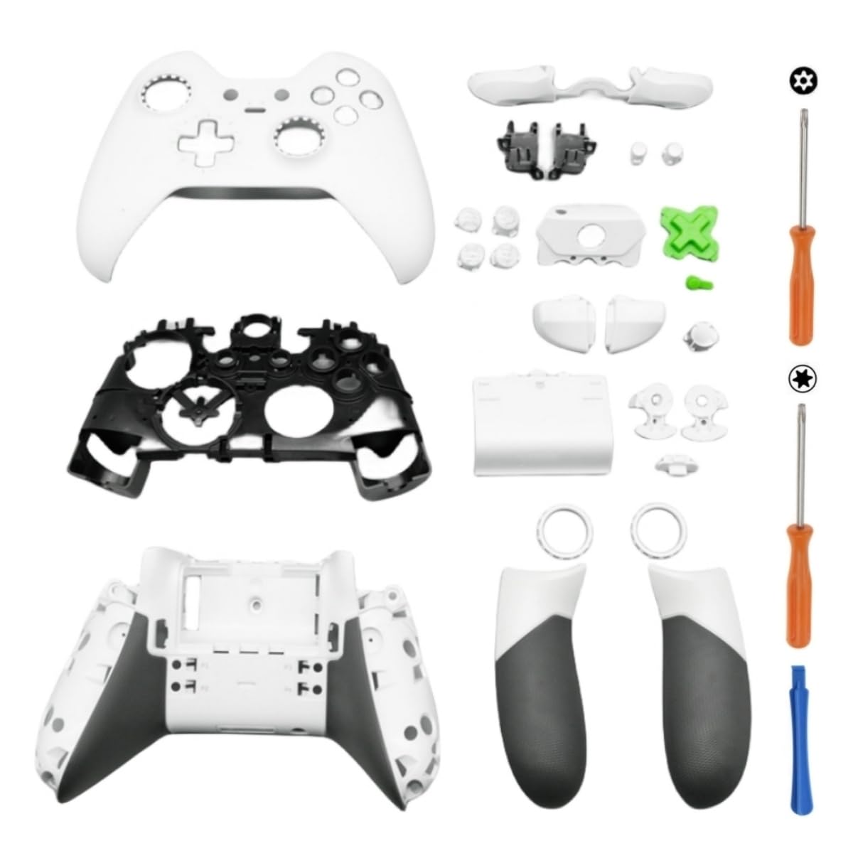 Xbox Elite 1st Controller Replacement Housing Shell Kit - Full Case Cover, Faceplate, Middle Frame, Side Rails, ABXY LT RT Buttons, LB RB Bumper Accessories (White) | Compatible with Xbox Elite 1st Gen | Perfect for Controller Repair & Customization | Gaming Accessories for Enhanced Gameplay Experience