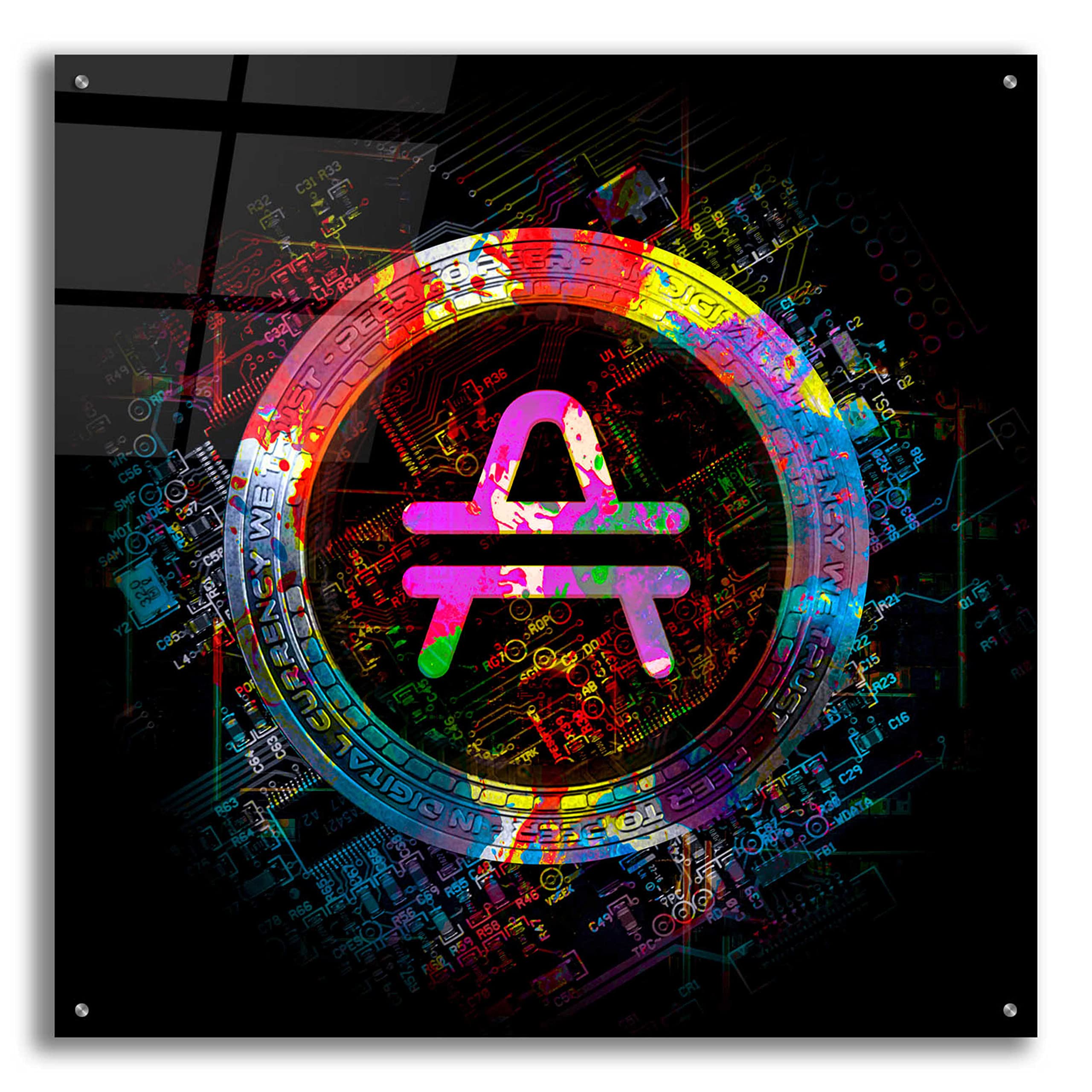 Epic Art 'Amp Crypto Power' by Epic Portfolio - 36x36 Inch Acrylic Glass Wall Art - Modern Home & Office Decor for Crypto Enthusiasts