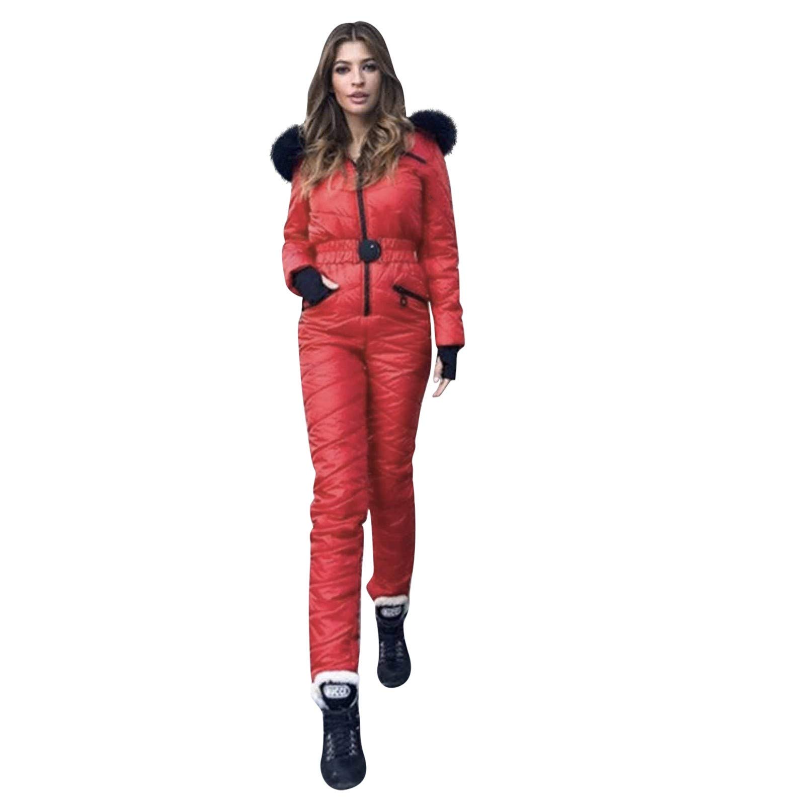 Women's Waterproof Windproof Ski Suit - Hooded One Piece Snowboard Jumpsuit for Winter Sports & Outdoor Activities | Perfect for Skiing, Snowboarding & Cold Weather Adventures