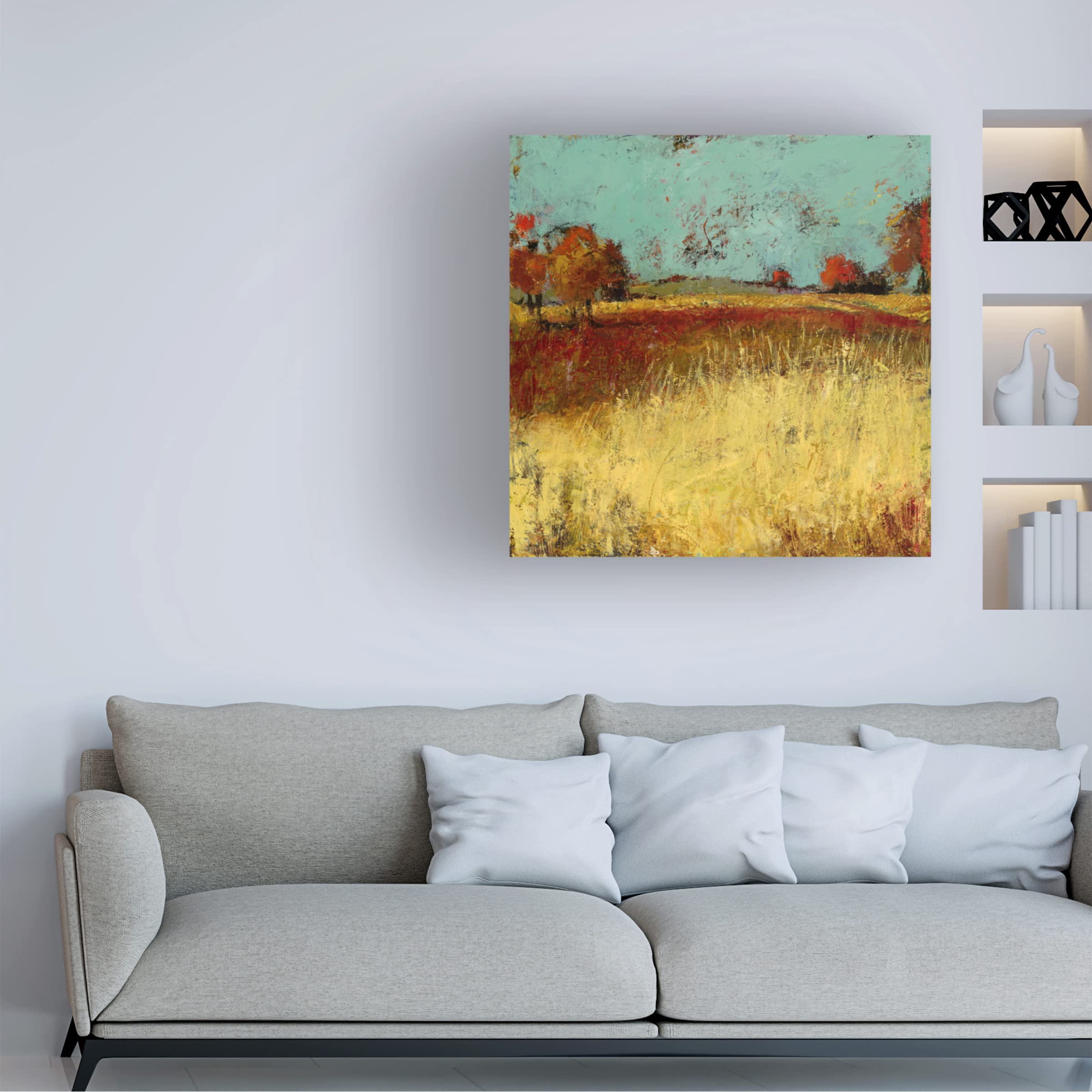 Trademark Fine Art 'Country Side No 2' Canvas Wall Art by Linda Nickell - Landscape Painting for Living Room, Bedroom & Office Decor