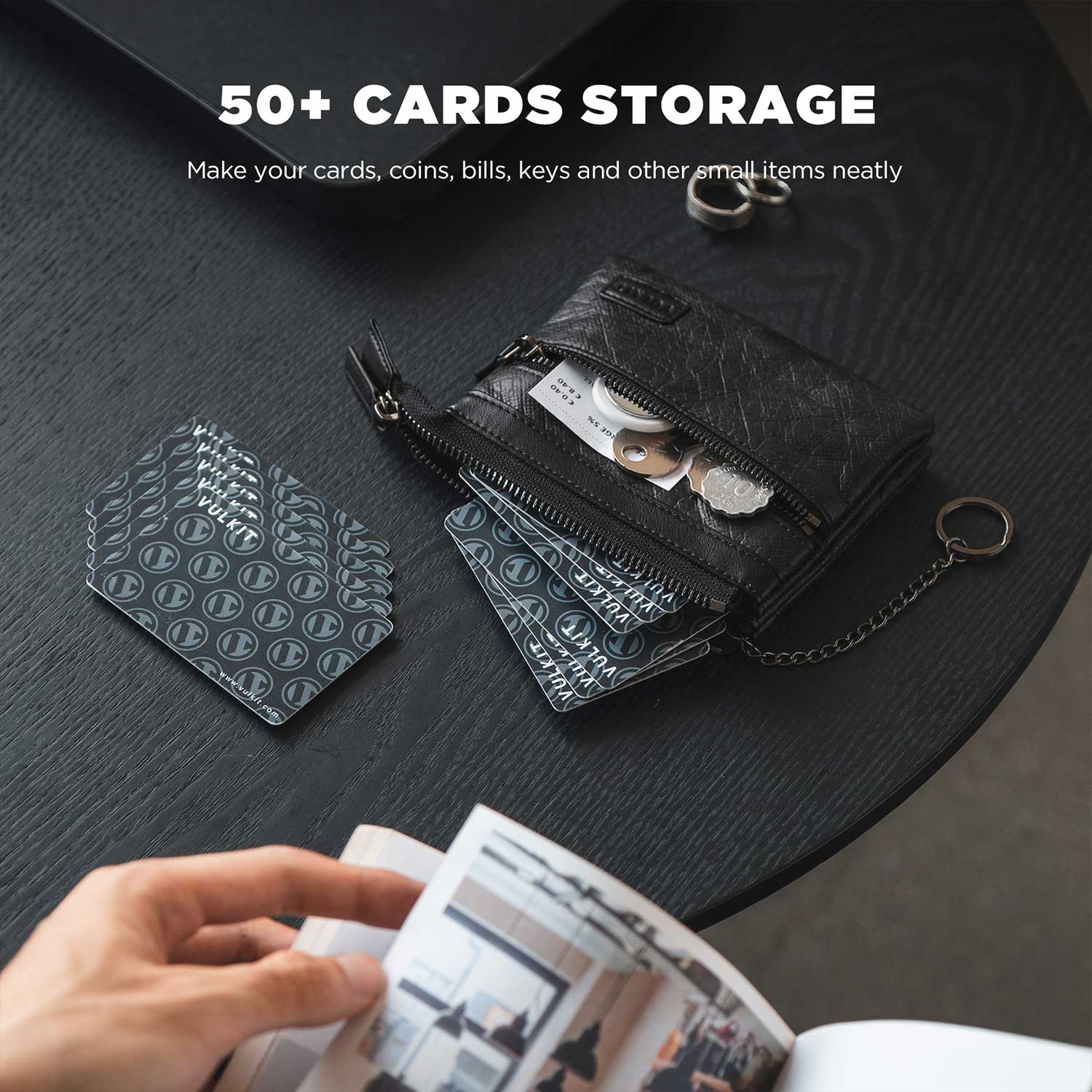 RFID Blocking Waterproof Card Wallet with Removable Keychain - Secure Travel & Everyday Use for Credit Cards, IDs & Cash
