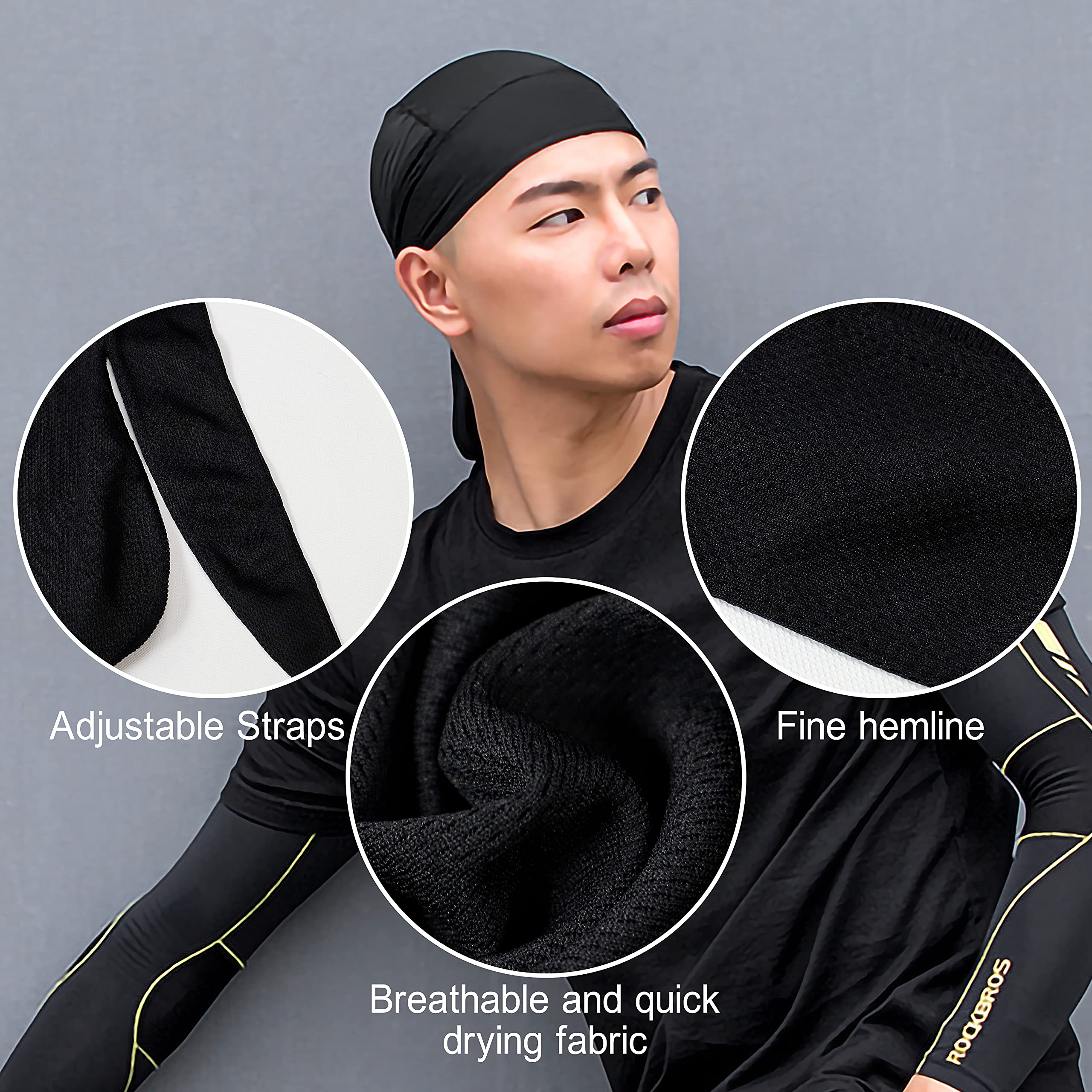 Bellady Men's Quick-Dry Sports Headwear - Moisture Wicking Headband & Bandana Wrap for Cycling, Motorcycle, Running & Workouts - Breathable Sweat Absorbing Scarf for Active Lifestyles