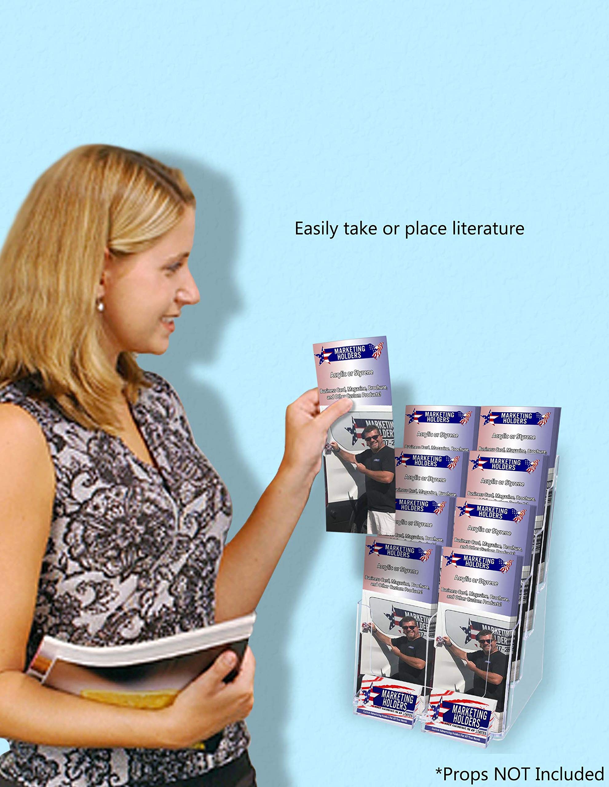 2 Pack Clear Acrylic Brochure Holders for Catalogs, Rack Cards & Business Cards (3.5