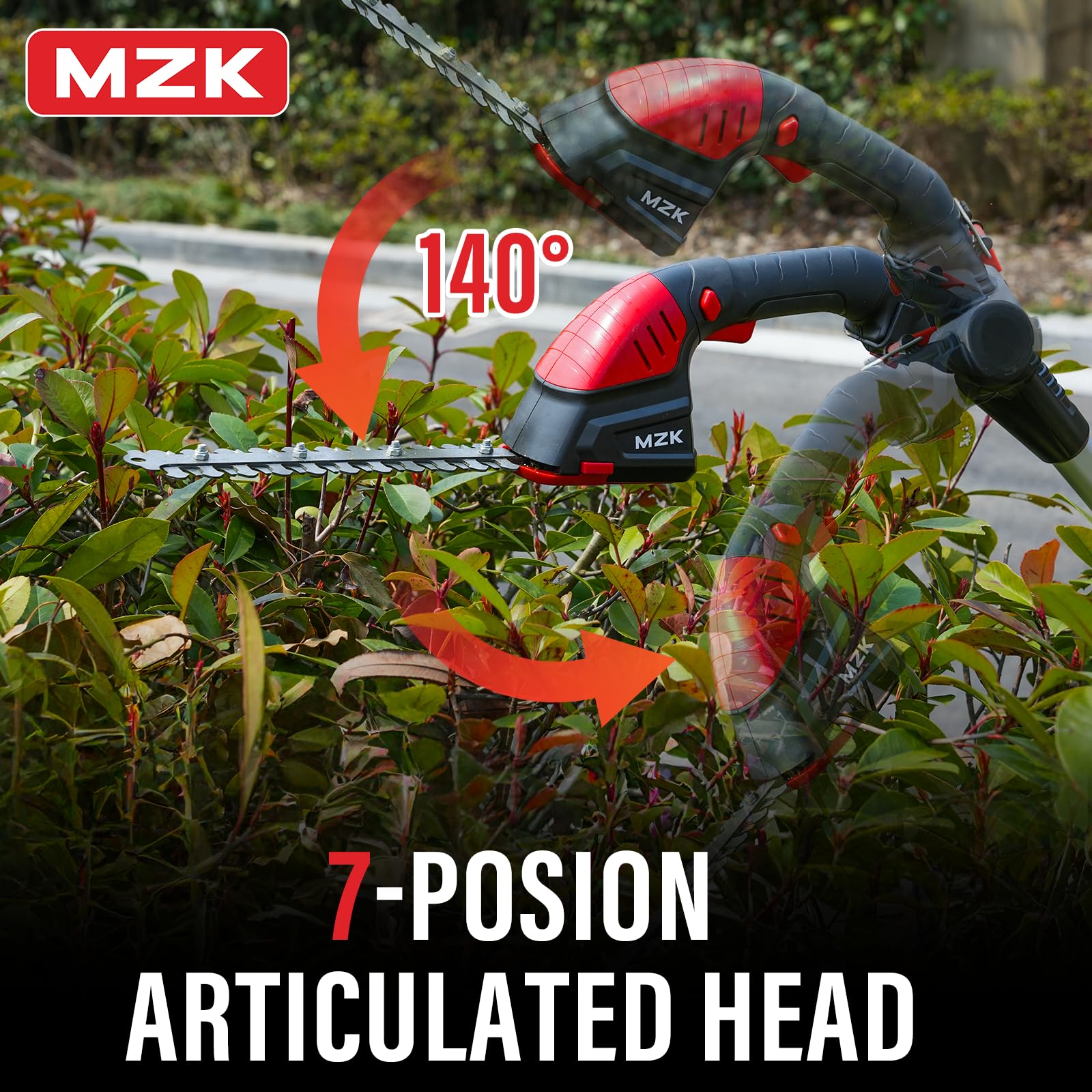 MZK 20V Cordless 2-in-1 Pole Hedge Trimmer & Grass Shear with 13ft Extension Pole - Multi-Angle Adjustable Electric Shrub Trimmer (Battery & Charger Included) - Perfect for Lawn Care, Garden Maintenance & Landscaping