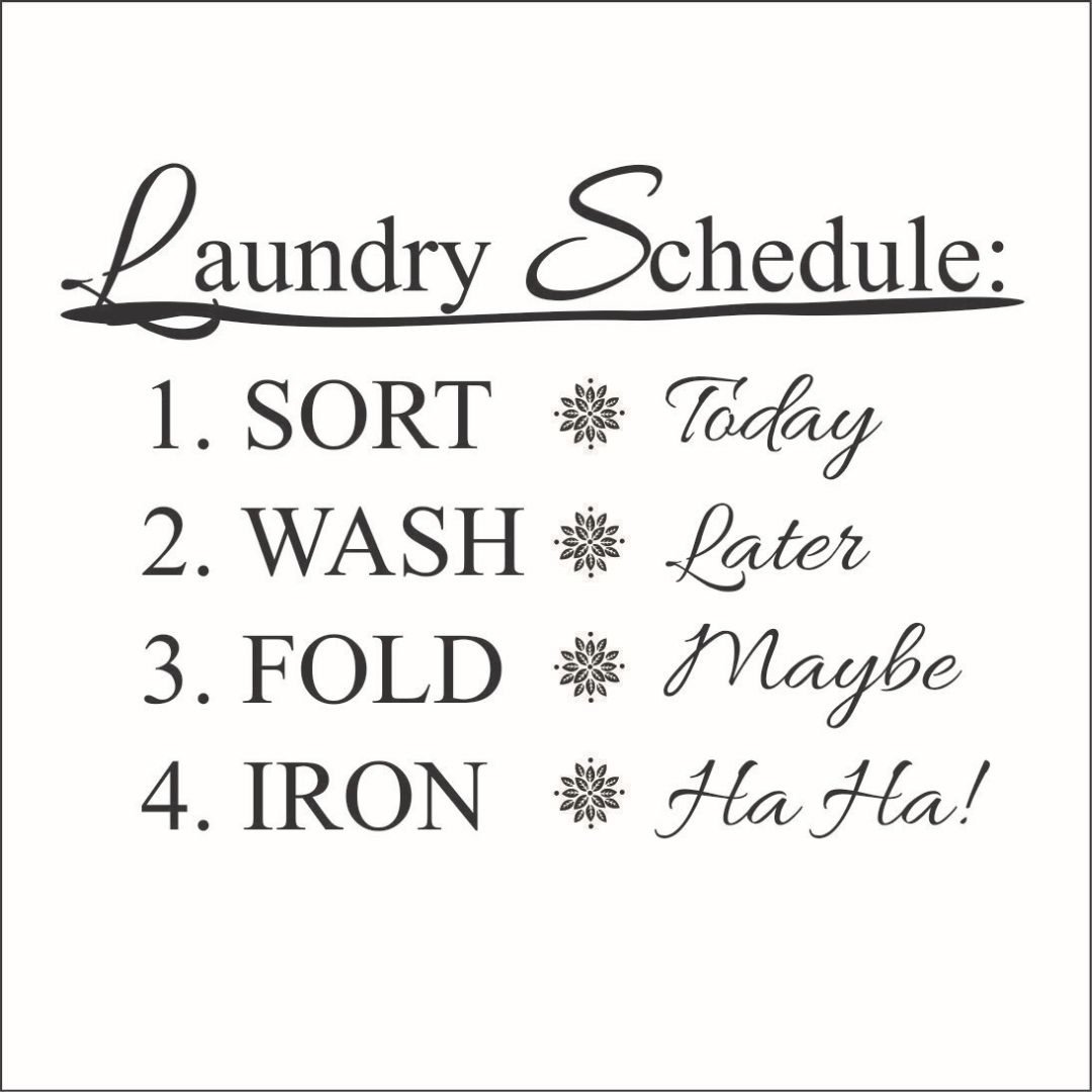 Omega Laundry Schedule Vinyl Decal - Small - Metallic Silver - Waterproof Removable Sticker for Washer & Dryer - Perfect for Laundry Room Organization & Home Decor