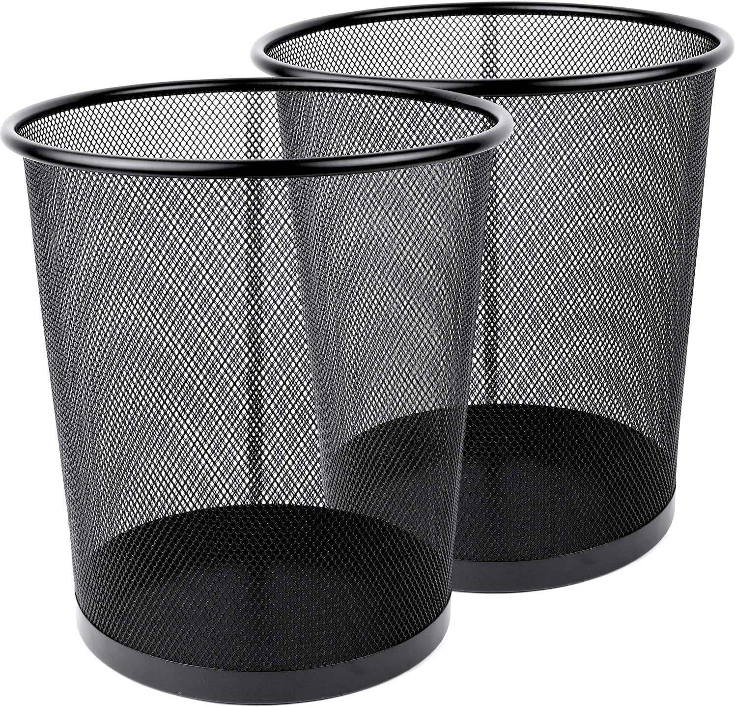 Greenco 4.5 Gallon Small Trash Cans 2-Pack - Black Mesh Round Waste Baskets for Home & Office | Lightweight & Sturdy Under Desk Garbage Bin | Perfect for Kitchen, Bedroom, Dorm, Office, Recycling | Compact Space-Saving Solution