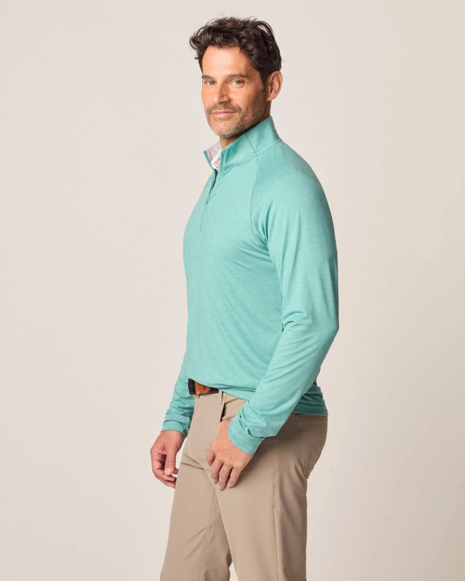 Johnnie O Freeborne Performance 1/4 Zip Pullover Sweater - Green Grass | Lightweight Golf & Outdoor Layering Top for Men