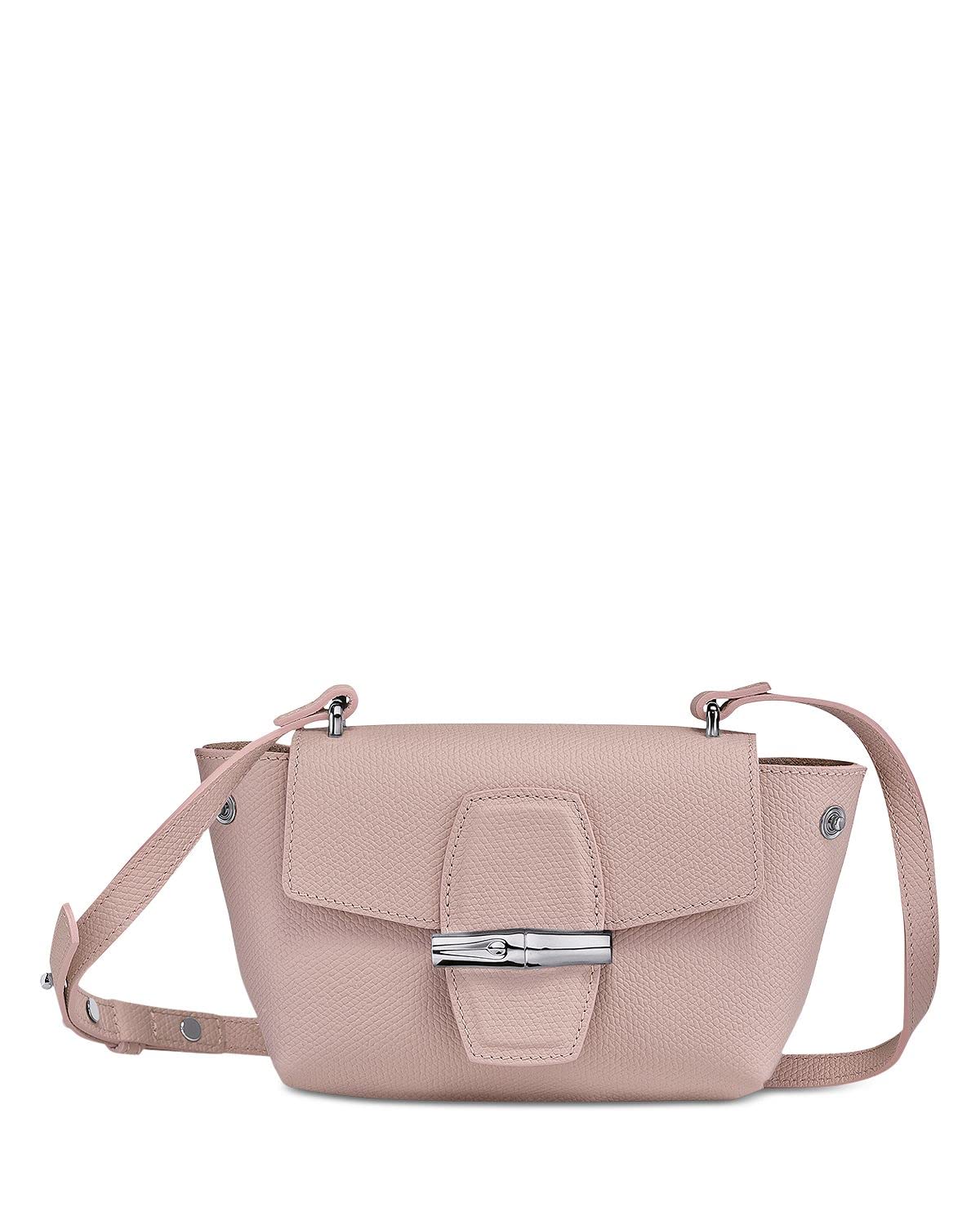 Longchamp Small Roseau Leather Crossbody Bag for Women - Stylish Pink Leather Purse, Perfect for Everyday Use, Work, Travel & Date Nights