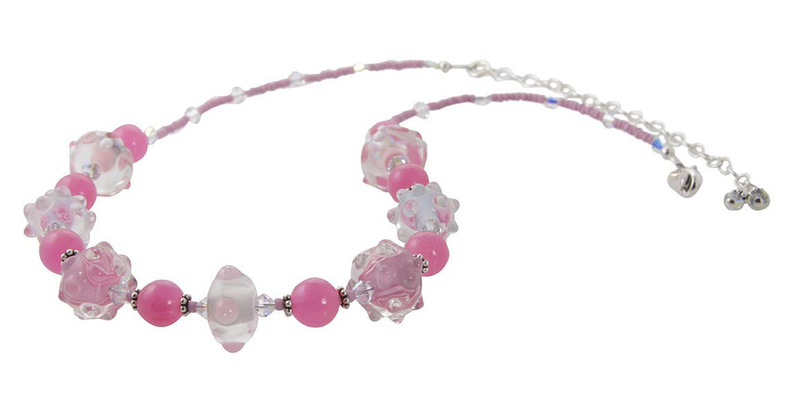 Elegant Pink Lampwork Jewelry Set - Handmade Glass Bead Necklace & Earrings - Perfect for Weddings, Parties & Special Occasions