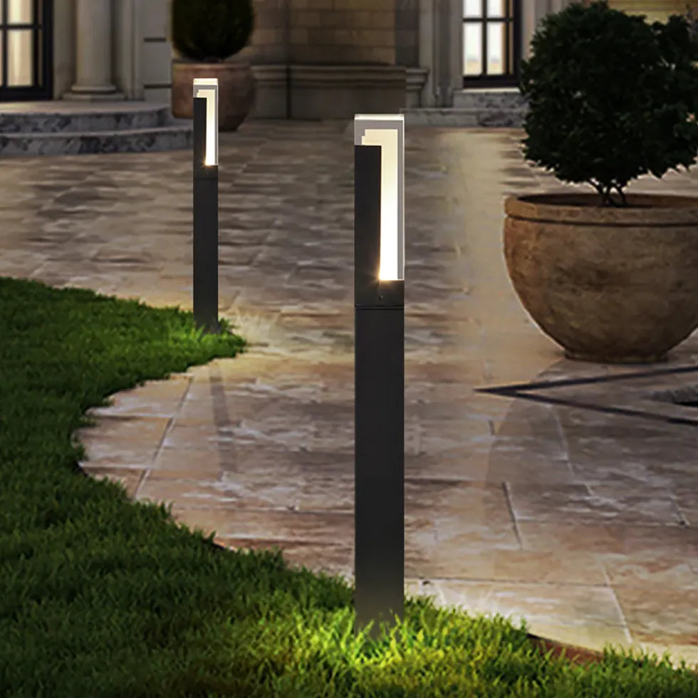 Square Acrylic Solar Bollard Lights - Outdoor Landscape Lighting for Garden, Pathway, Driveway & Patio | Weatherproof Solar Powered LED Lights