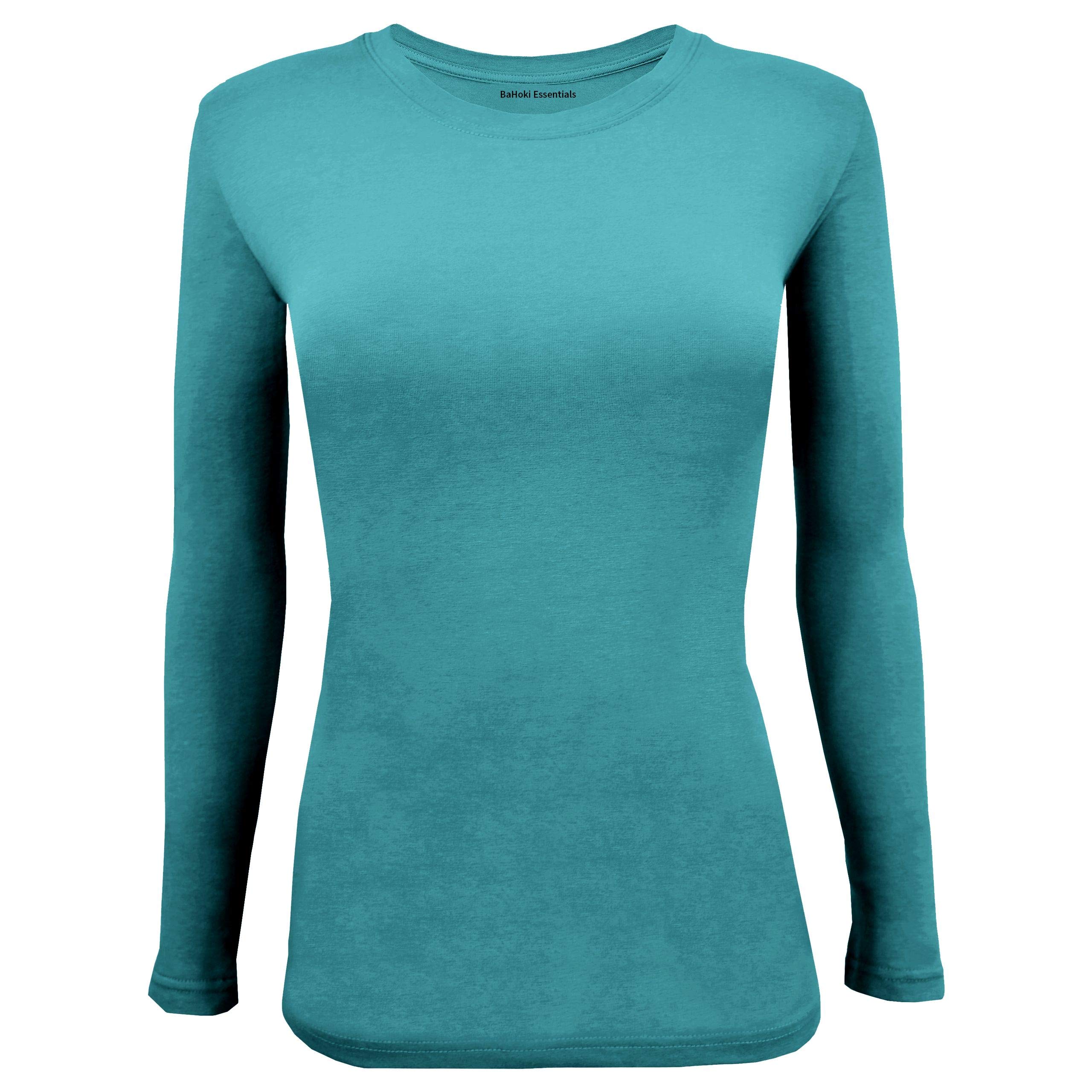 BaHoki Essentials Long Sleeve Undershirts for Scrubs - Stretchy Comfort Fit Layering Base Shirt for Nurses & Medical Professionals - Perfect Under Scrubs for Hospital Shifts & Clinical Work