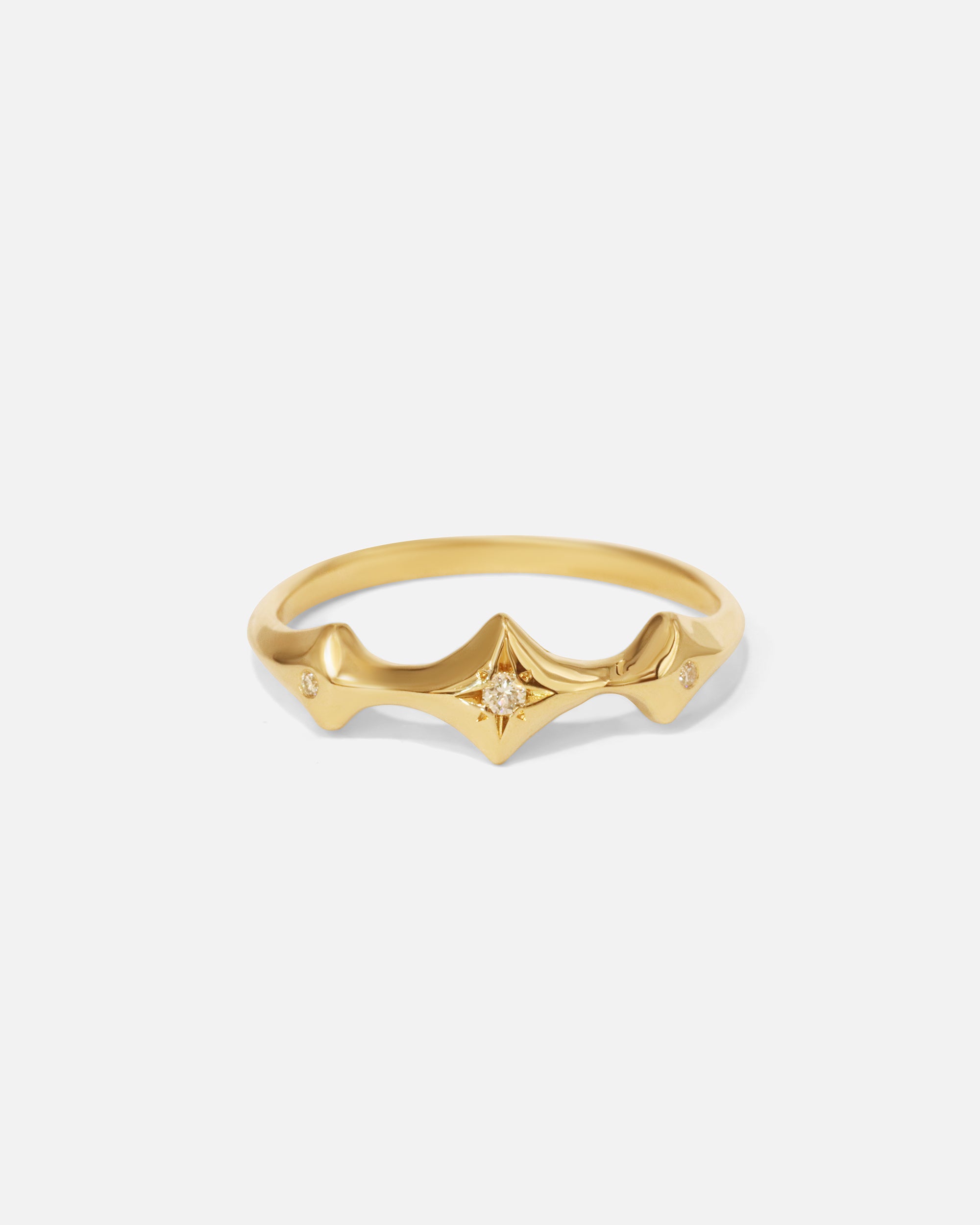 Triple Star Ring with White Diamonds | Elegant 14K Gold Wedding Band for Women | Perfect for Engagement, Anniversary & Special Occasions