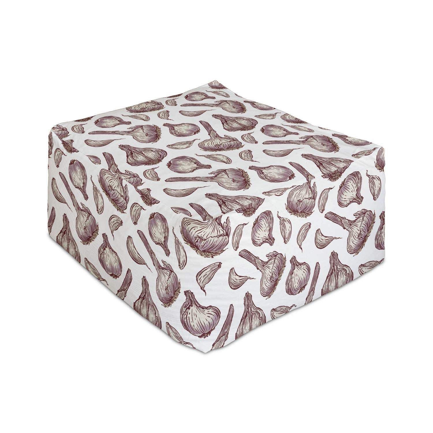 Ambesonne Retro Garlic Print Rectangle Kitchen Pouf - 25