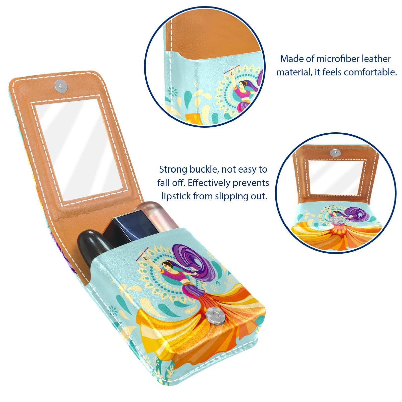 Lip Gloss Holder Lipstick Case - Portable Mini Lipstick Storage Box with Mirror, Travel Lipstick Organizer for Women - Perfect for Garba Dance, Parties, Travel & Daily Makeup