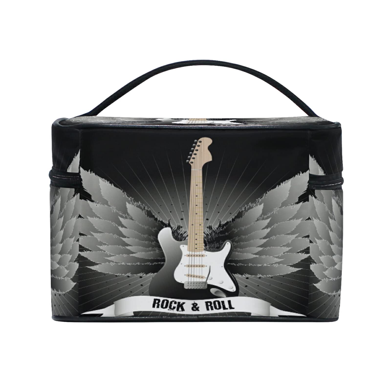 Stylish Rock Roll Guitar Music Makeup Bag for Women - Waterproof Cosmetic & Toiletry Travel Case - Perfect for Concerts, Travel & Daily Use