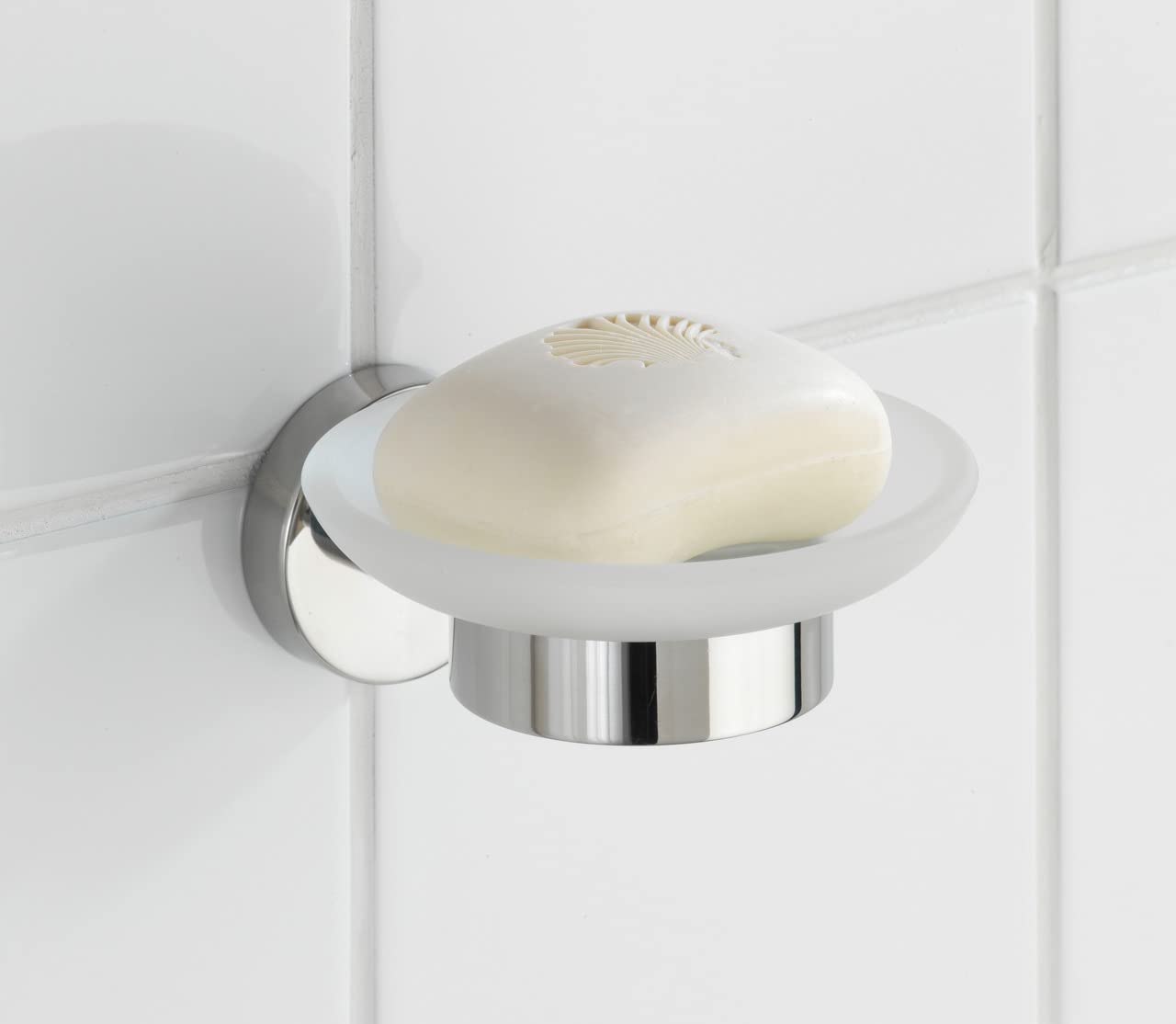 Wenko Bosio Stainless Steel Soap Dish - Shiny Silver & Transparent Design for Bathroom, Kitchen Sink, or Shower Organizer