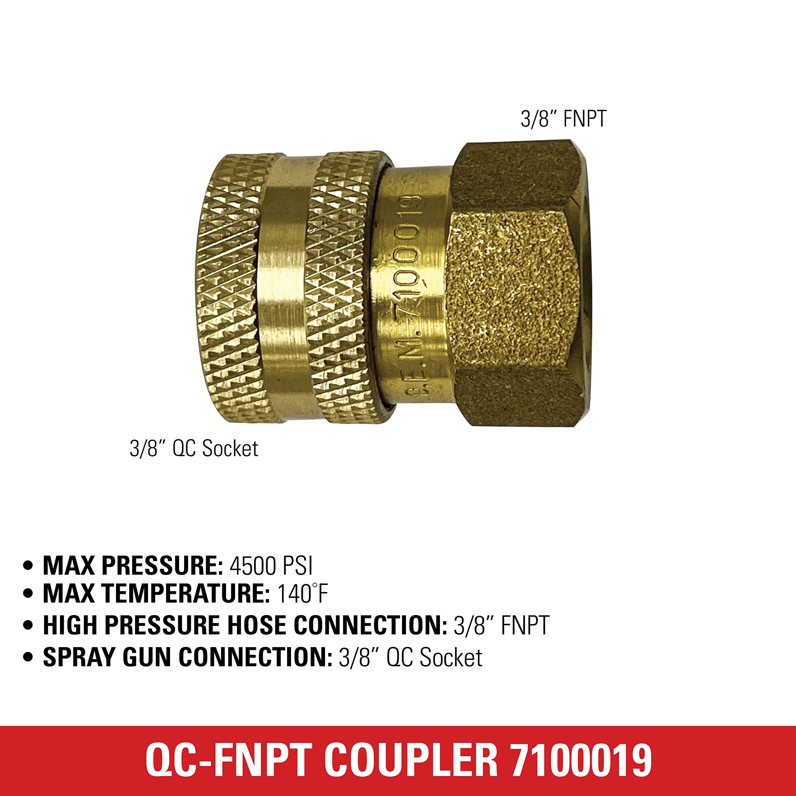 Simpson QC Socket for Pressure Washer Hoses 4500 PSI - Brass 3/8