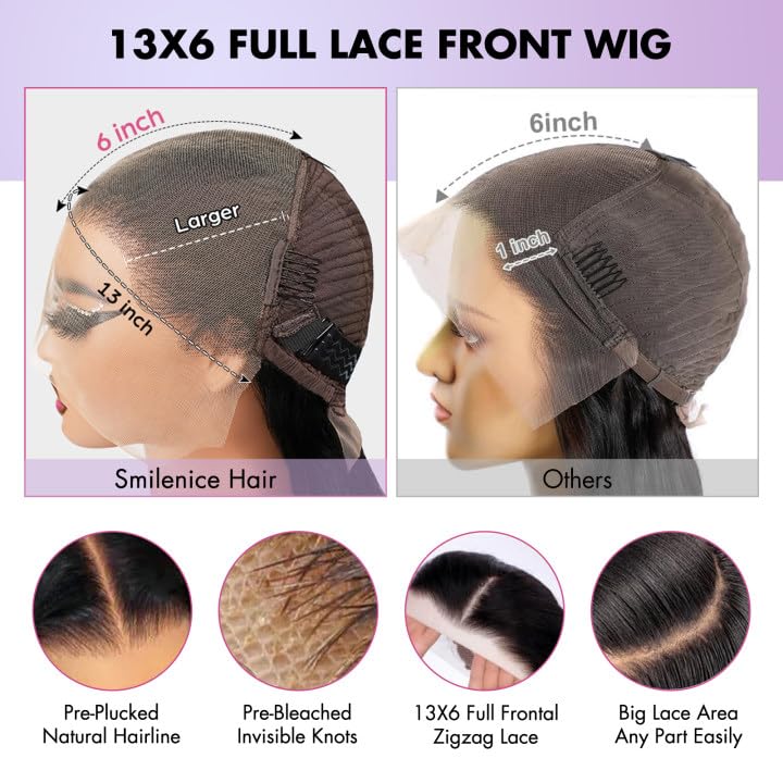 210% Density Deep Wave 13x6 Full Lace Frontal Wig - 20 Inch Curly Brazilian Virgin Human Hair - Pre Plucked HD Transparent Lace Glueless Wig with Baby Hair for Natural Look & Everyday Wear