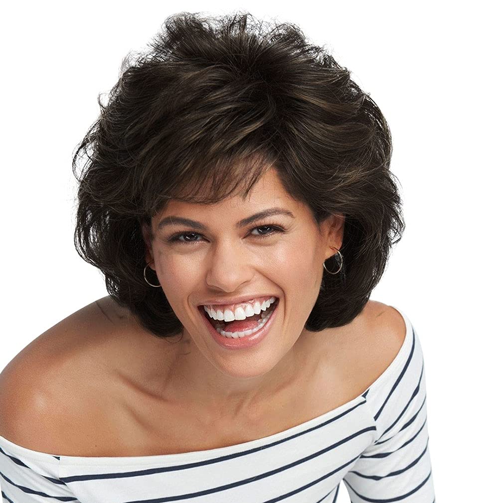 Raquel Welch Womens Synthetic Wig - Salsa Avg Cap Layered Pageboy Cut in Dark Chocolate R6 | Memory Cap Shag Hairstyle for Everyday Wear & Cosplay