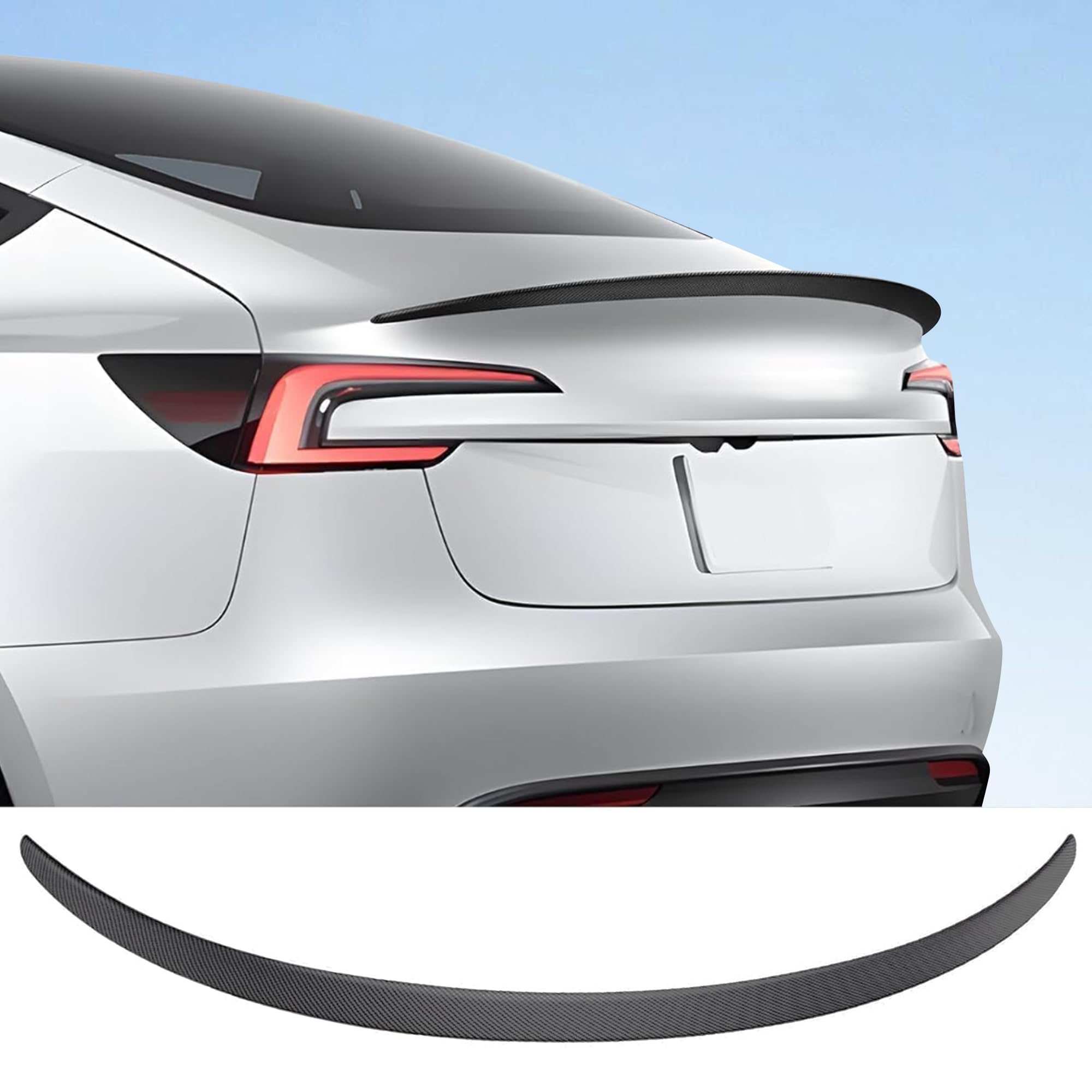 Tesla Model 3 Performance Spoiler Wing (2016-2023) - Matte Carbon Fiber ABS Rear Trunk Lip Tail Lid Accessory | Enhance Style & Aerodynamics for Your Tesla