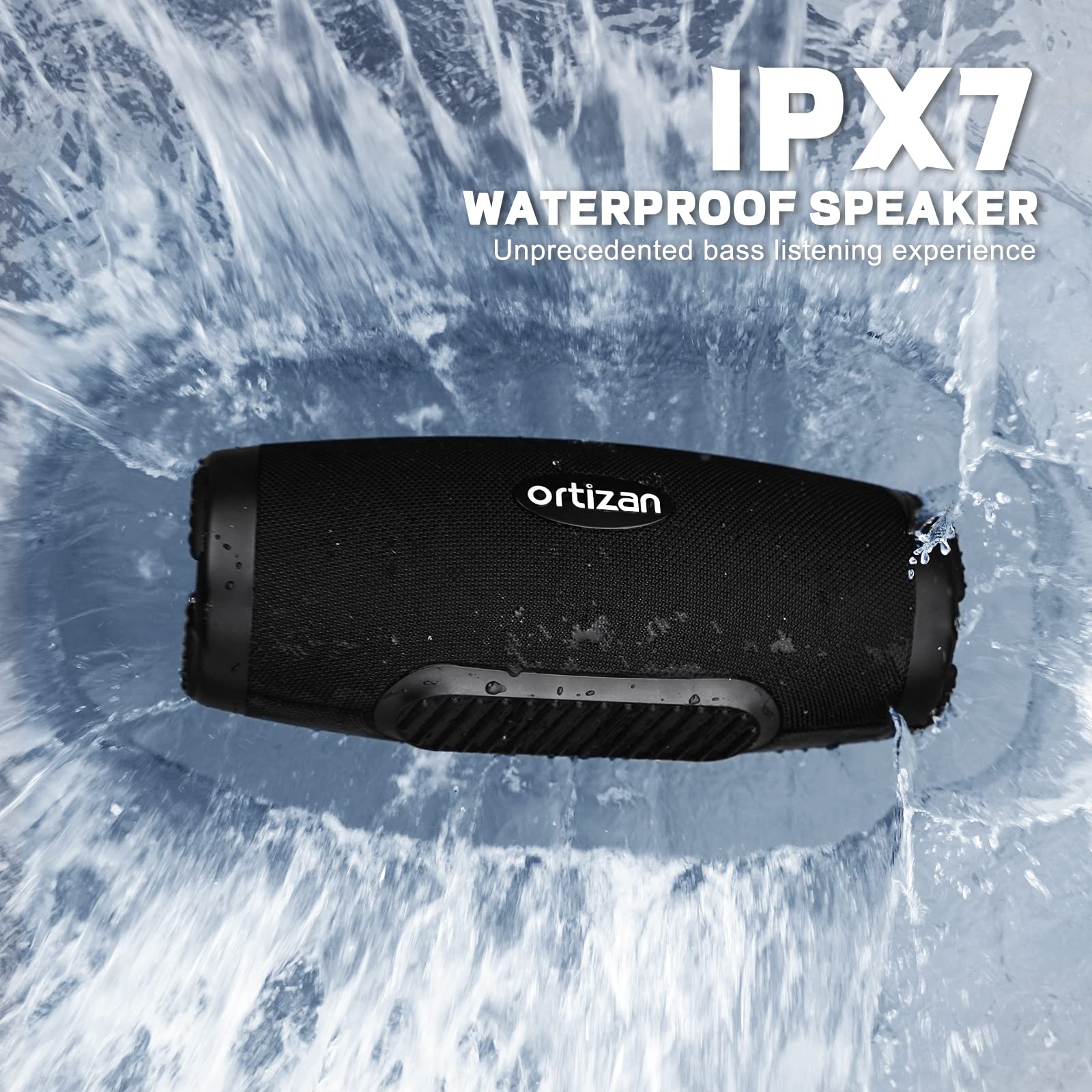 Ortizan 100W Bluetooth Speaker with LED Lights, IPX7 Waterproof Wireless Outdoor Speaker, 20H Playtime, Dual Pairing for Home, Party, Beach, Camping, and Poolside Gatherings