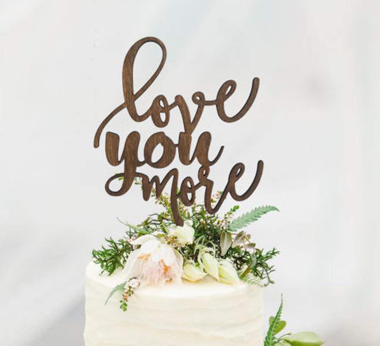 Rustic 'Love You More' Wedding Cake Topper - Handmade Country Chic Cake Decor for Weddings, Beach & Rustic Themed Celebrations - Perfect for Anniversary, Engagement & Bridal Showers
