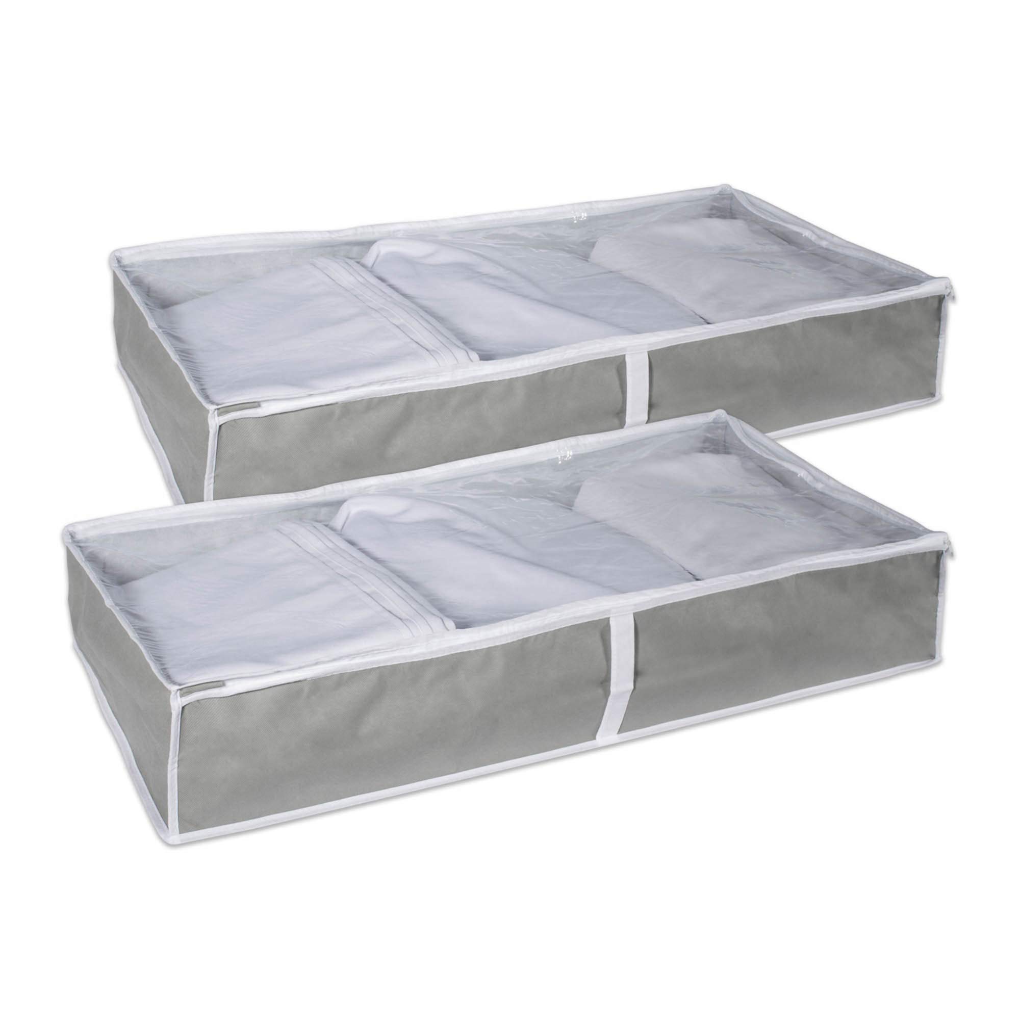 Premium Set of 2 Gray & White Multi-Purpose Closet Storage Bags (40 Inch) - Space Saving Organizers for Clothes, Blankets & Seasonal Items | Ideal for Bedroom, Closet & Travel Storage Organization