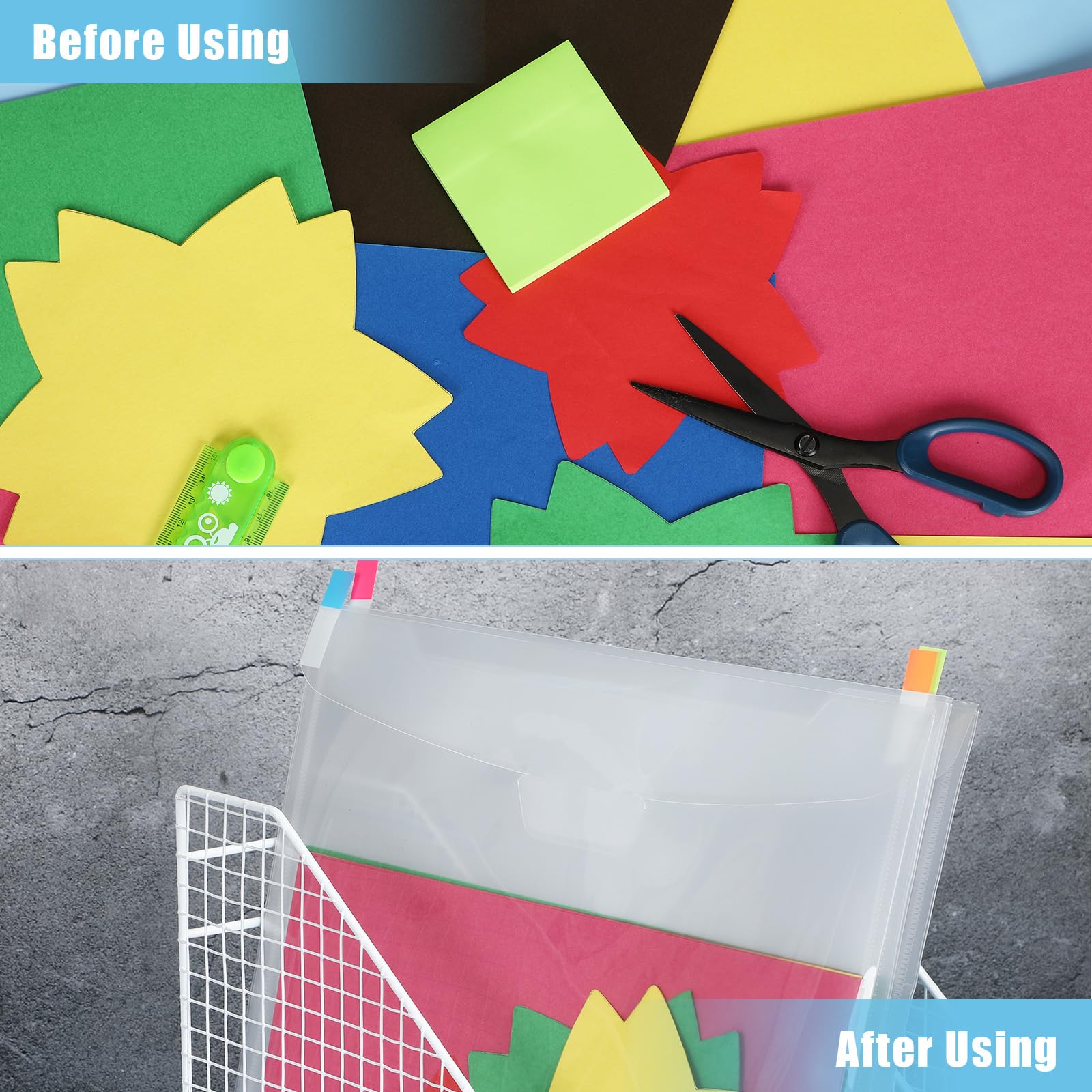 Eaasty 80 Pcs 12 x 12 Inch Waterproof Scrapbook Paper Organizer with 100 Sticky Index Tabs - Top Loading File Storage for Cardstock, Vinyl, Photos - Perfect for Crafting, Scrapbooking & Home Organization