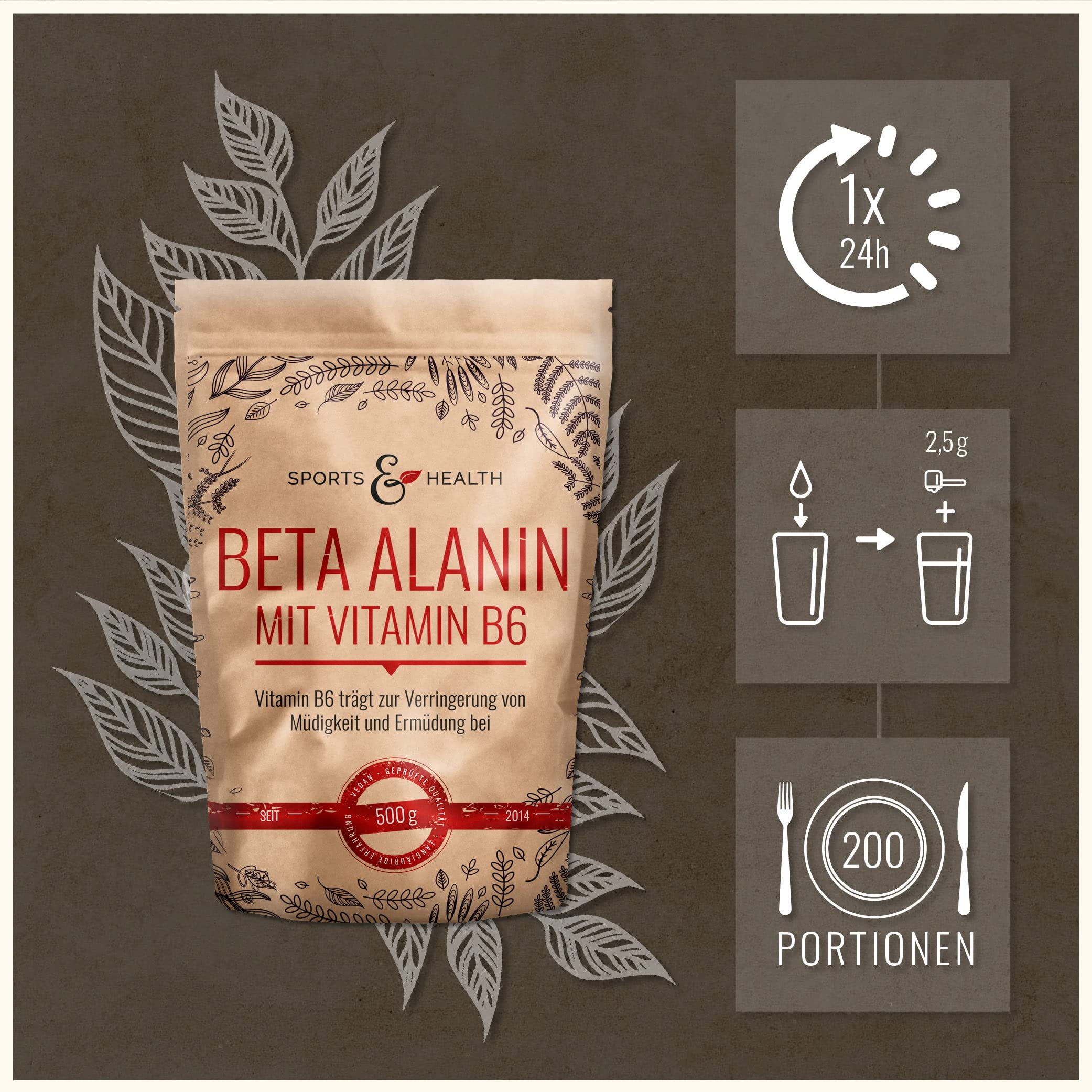 Premium Beta Alanine Powder 500g - High Potency Workout Supplement with Vitamin B6 for Energy & Endurance - Vegan, Non-GMO, Fatigue Relief - Includes Measuring Spoon for Easy Dosing - Ideal for Pre-Workout, Bodybuilding & Athletic Performance