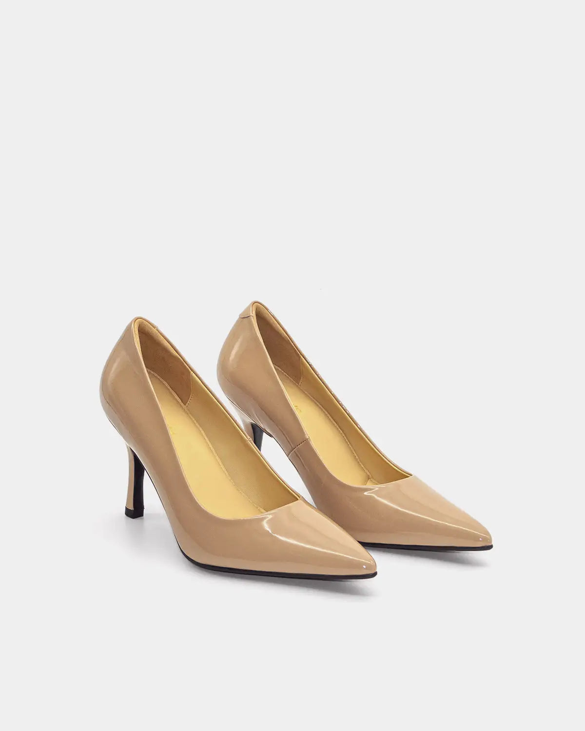 Beige Patent Leather Classic Pumps for Women - Elegant Pointed Toe High Heels for Office, Wedding & Evening Events