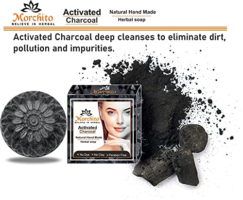 Morchito Activated Charcoal Soap for Men & Women - Deep Cleansing, Skin Whitening, Acne & Blackhead Treatment - Natural Skin Care Soap (Pack of 3) | Perfect for Daily Face & Body Wash, Oily & Acne-Prone Skin