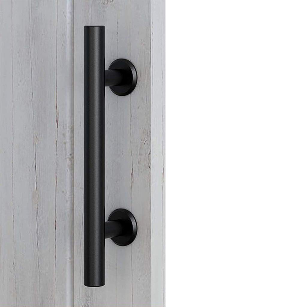GELISURE 30cm Round Tube Barn Door Handle with Installation Kit - Black Cabinet & Drawer Pull for Kitchen, Closet, Furniture (Perfect for Modern Farmhouse & Industrial Style Decor)