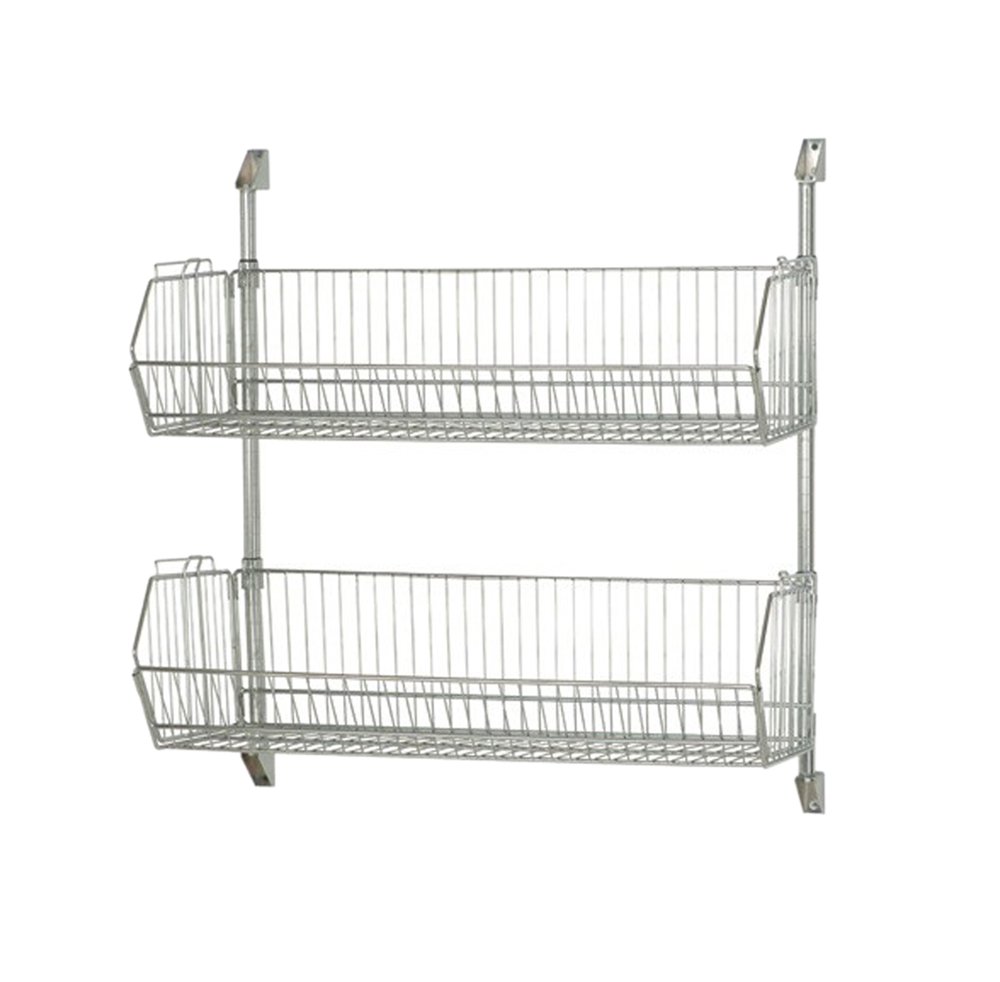Quantum Storage Systems CAN-34-1436BC-PWB 34-Inch Height Wire Cantilever Basket Wall Mount - Heavy Duty Garage Shelving, Pantry Organizer & Laundry Room Storage Solution