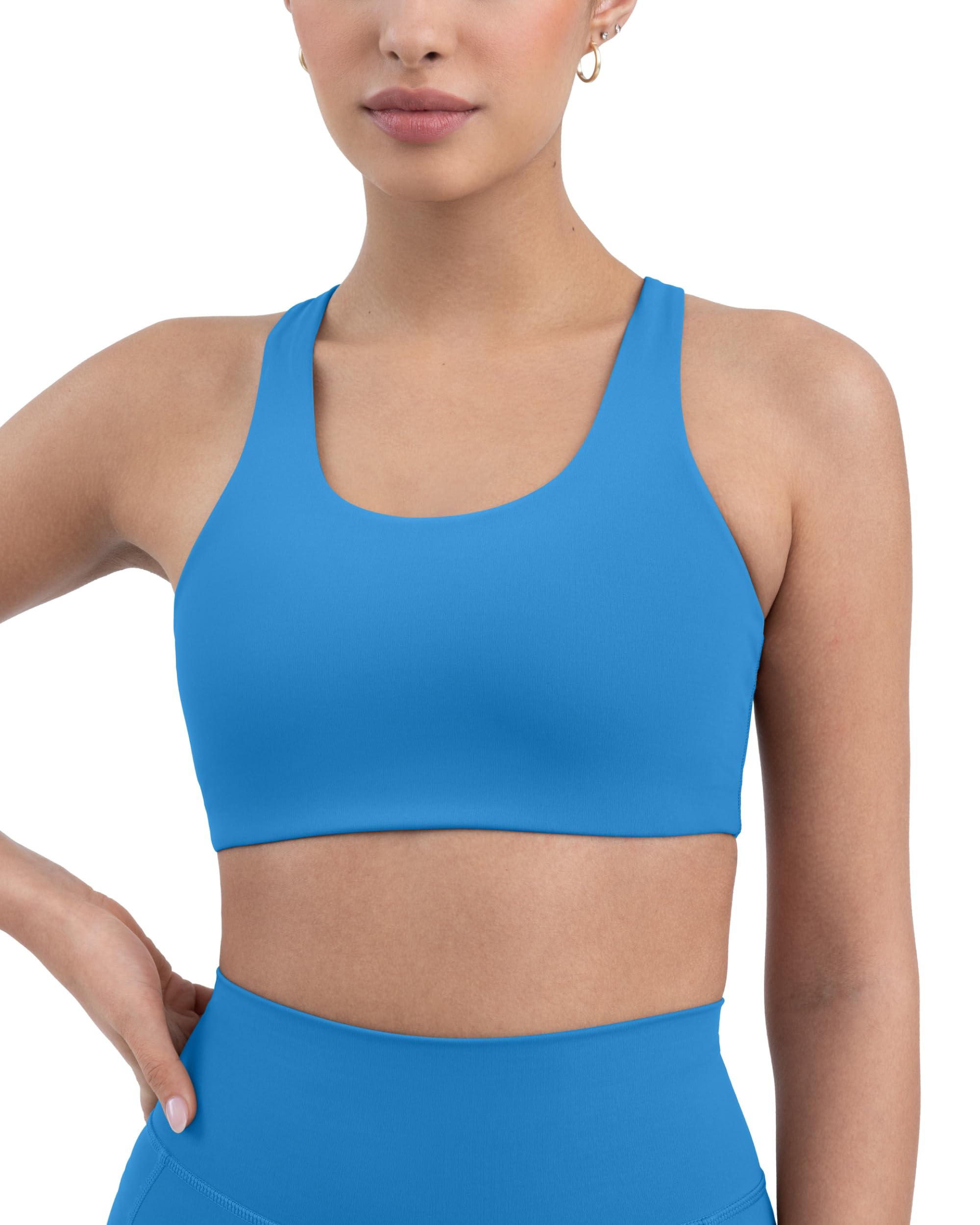 High Support Racerback Sports Bras for Women - Scoop Neck Gym Workout Bra with Removable Pads - HiPerform Activewear for Running, Yoga & High-Intensity Training