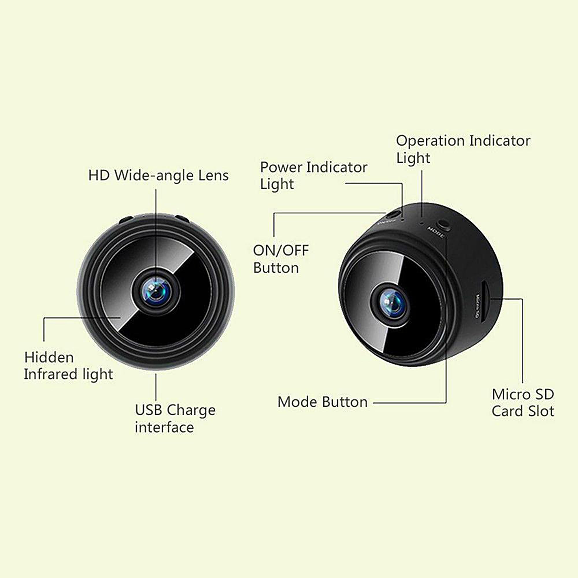 Edenn Mini Camera - 1080P HD Portable Spy Camera with Night Vision, Motion Detection | Perfect for Home Security, Baby Monitoring, Pet Watching & Travel Surveillance
