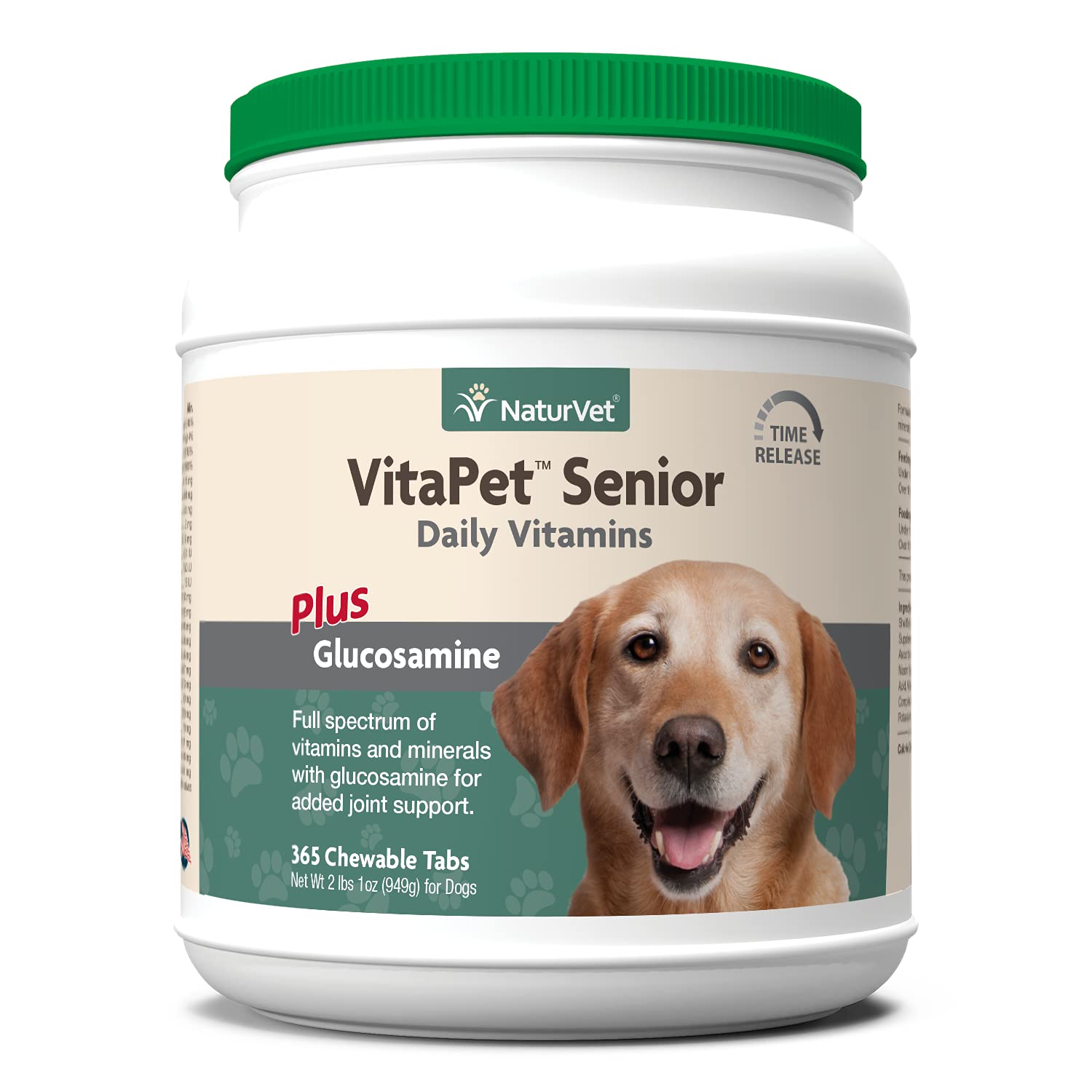 NaturVet VitaPet Senior Daily Vitamins for Senior Dogs with Glucosamine - Complete Multivitamin & Mineral Supplement for Joint Support - Ideal for Aging Dogs with Mobility Issues