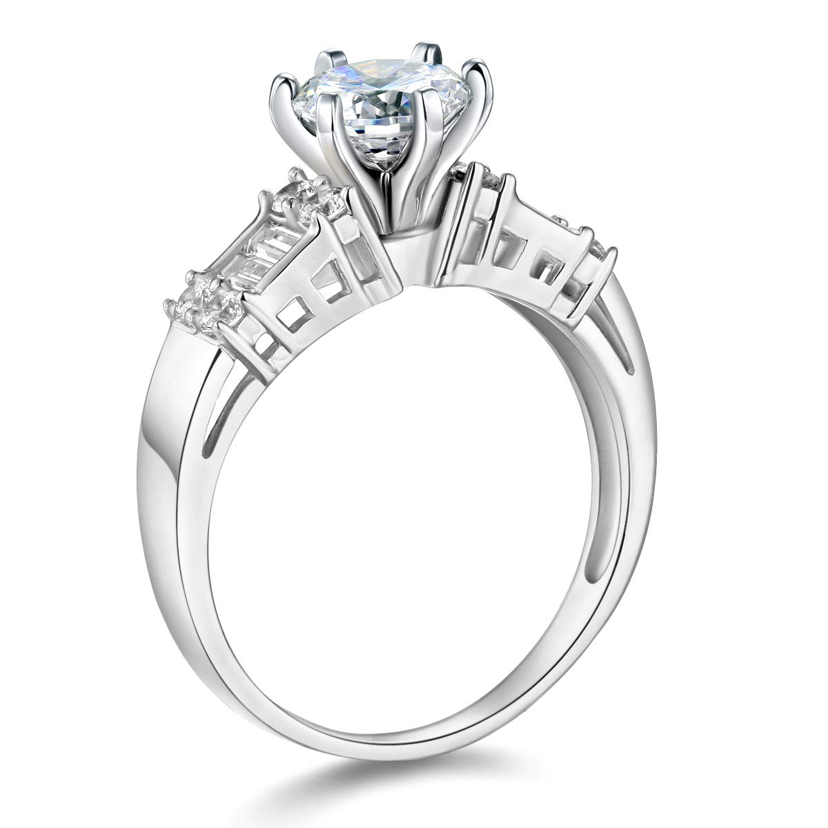 14K White Gold Solid Wedding Engagement Ring and Wedding Band Set for Women - Size 7.5, Elegant Bridal Jewelry for Proposals, Anniversaries & Special Occasions