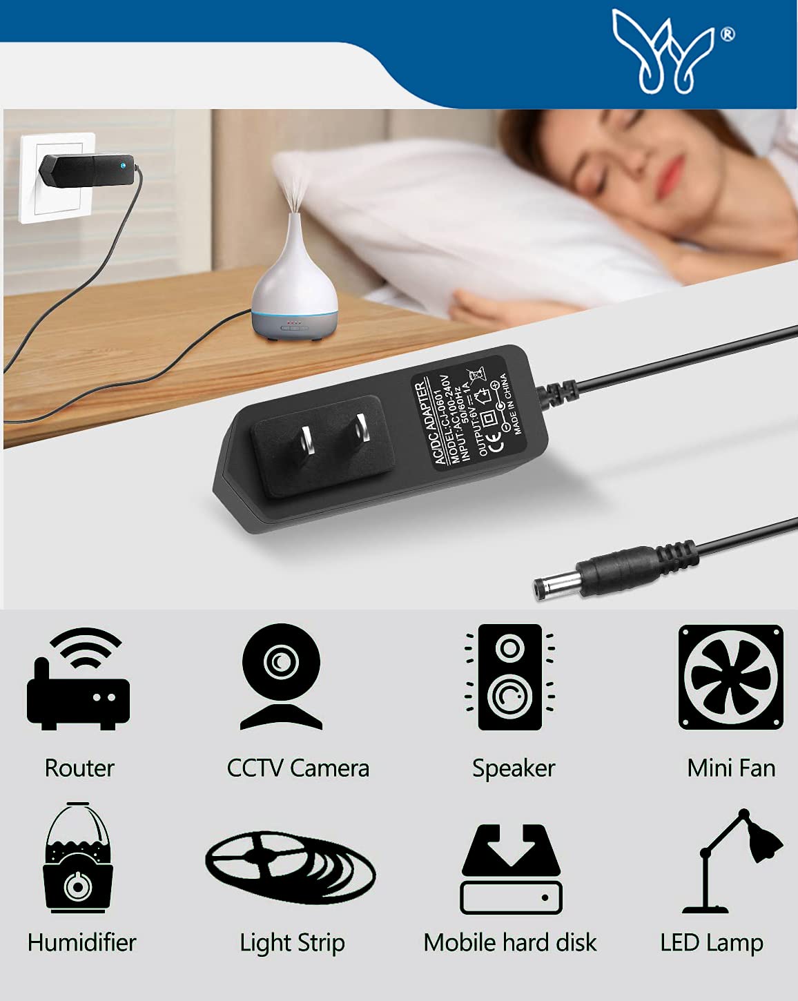 6V 2A Power Adapter 100-240V AC to DC Converter with 5.5x2.5mm Tip - Universal Power Supply for Arm Blood Pressure Monitor, Soap Dispenser, Trash Can, Doorbell, Alarm, Shaver, Lamp, Clock, Baby Monitor & Swing - Perfect for Home, Office & Medical Devices