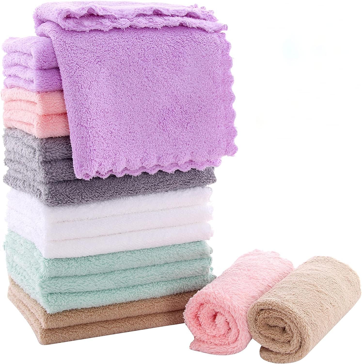 Premium Super Absorbent Reusable Cleaning Cloths - 10x10 Inch Microfiber Dish Towels for Kitchen, Nonstick Oil & Fast Drying - Multipurpose Cleaning Rags for Dishes, Countertops, Glass & Car Detailing (6-Pack, Multicolor) - Perfect for Home, Restaurant & Commercial Use