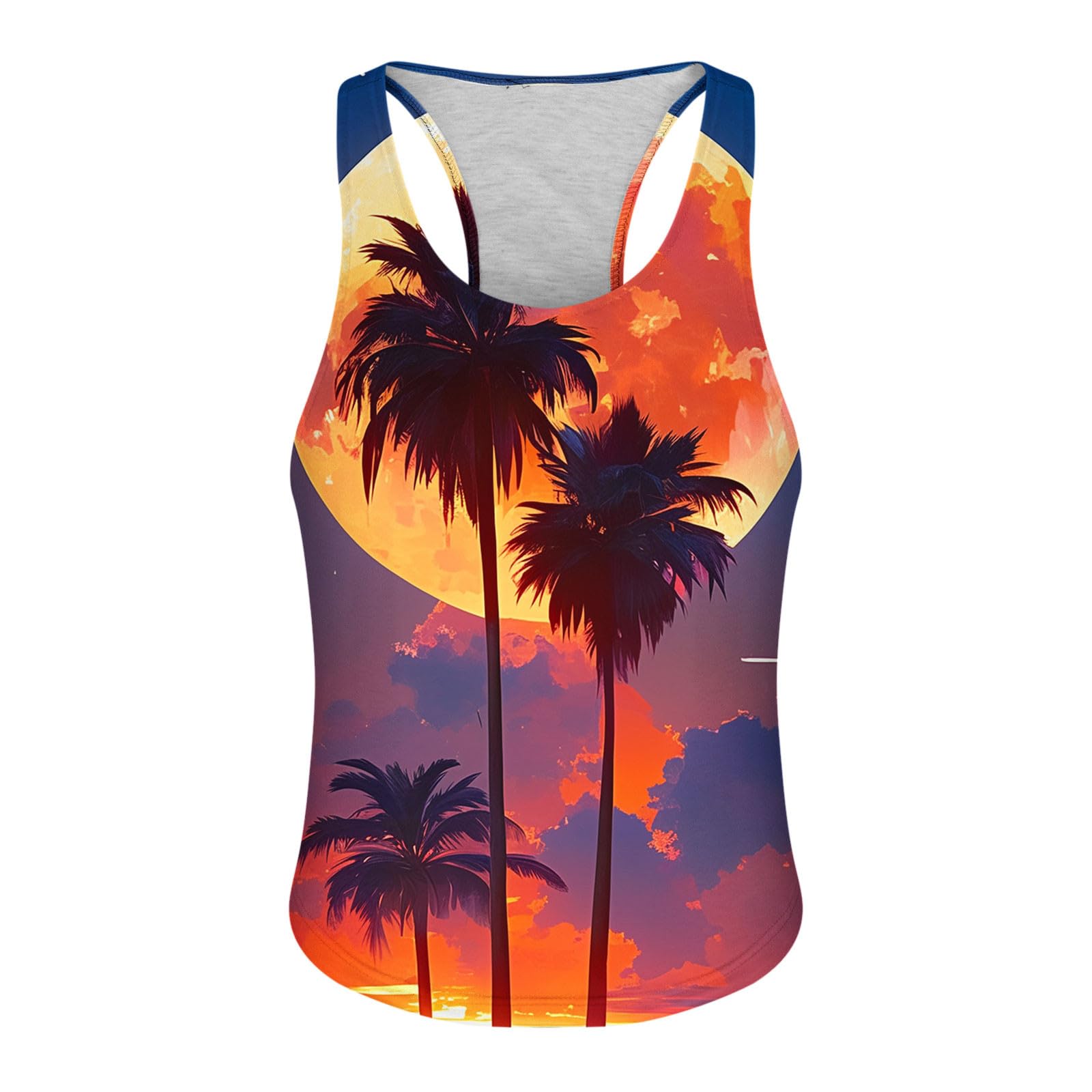 Wodceeke Men's 3D Hawaiian Print Sleeveless Tank Top - Breathable Summer Beach Shirt for Casual Wear, Workout & Vacation - Perfect for Dads and Guys at Pool Parties, BBQ Gatherings & Tropical Getaways