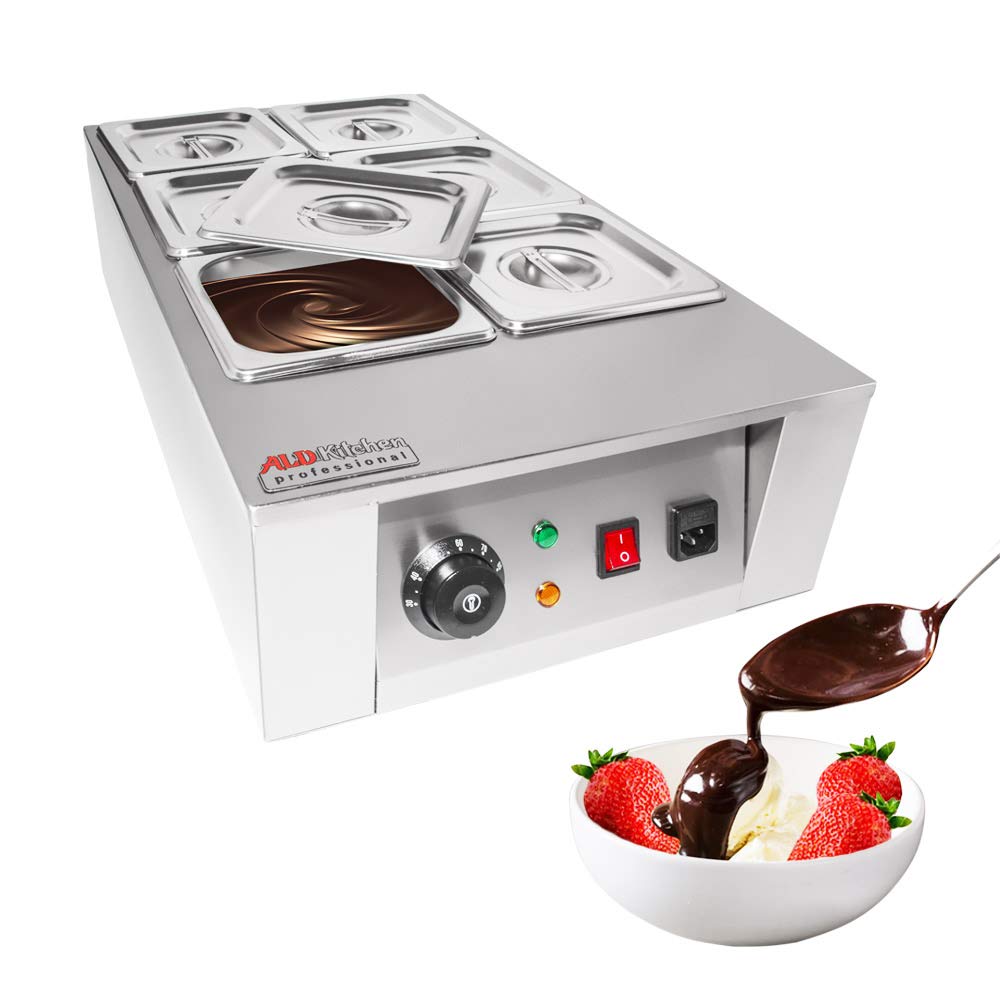 ALDKitchen 6-Tank Stainless Steel Chocolate Melting Machine for Fondue - Professional Chocolate Melter for Candy Making, Baking & Dessert Preparation (Perfect for Parties, Catering & Chocolate Shops)
