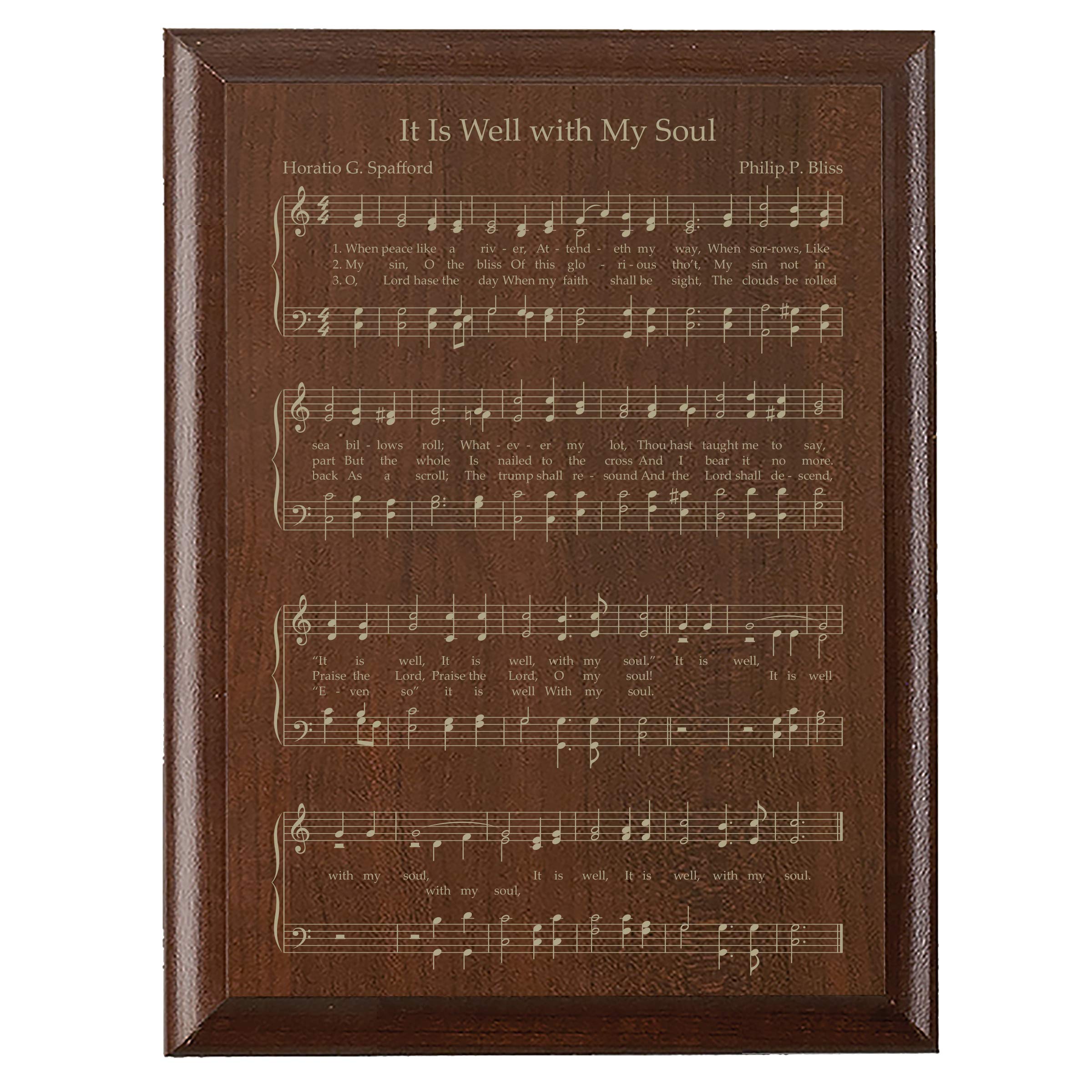 Heavenly Hymn Wall Art - LifeSong Milestones 'It Is Well With My Soul' Sheet Music Plaque, 9” x 12” Cherry Wood Hanging Sign - Perfect for Home Decor, Church Gifts & Christian Inspirational Decorations