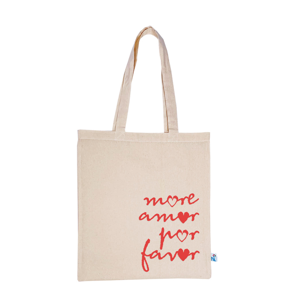 Stylish More Amor Por Favor Calico Tote Bag - Eco-Friendly Cotton Shopping Bag for Women - Perfect for Groceries, Beach Trips & Daily Use