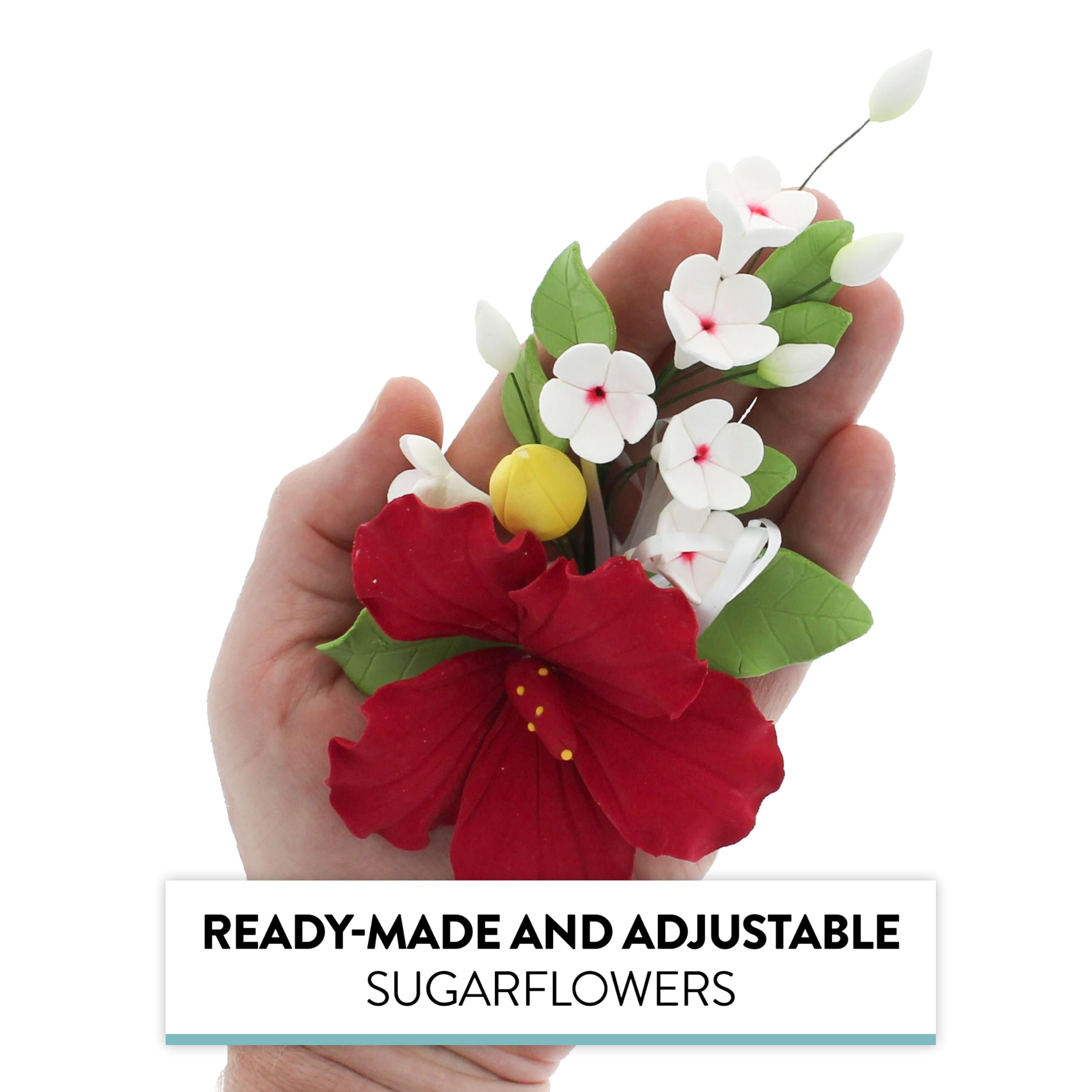 Chef Alan Tetreault Red Hibiscus Sugar Cake Flowers - Edible Cake Topper for Hawaiian Themed Cakes, Cupcakes & Desserts - 1 Count - Perfect for Tropical Parties, Weddings & Birthday Celebrations
